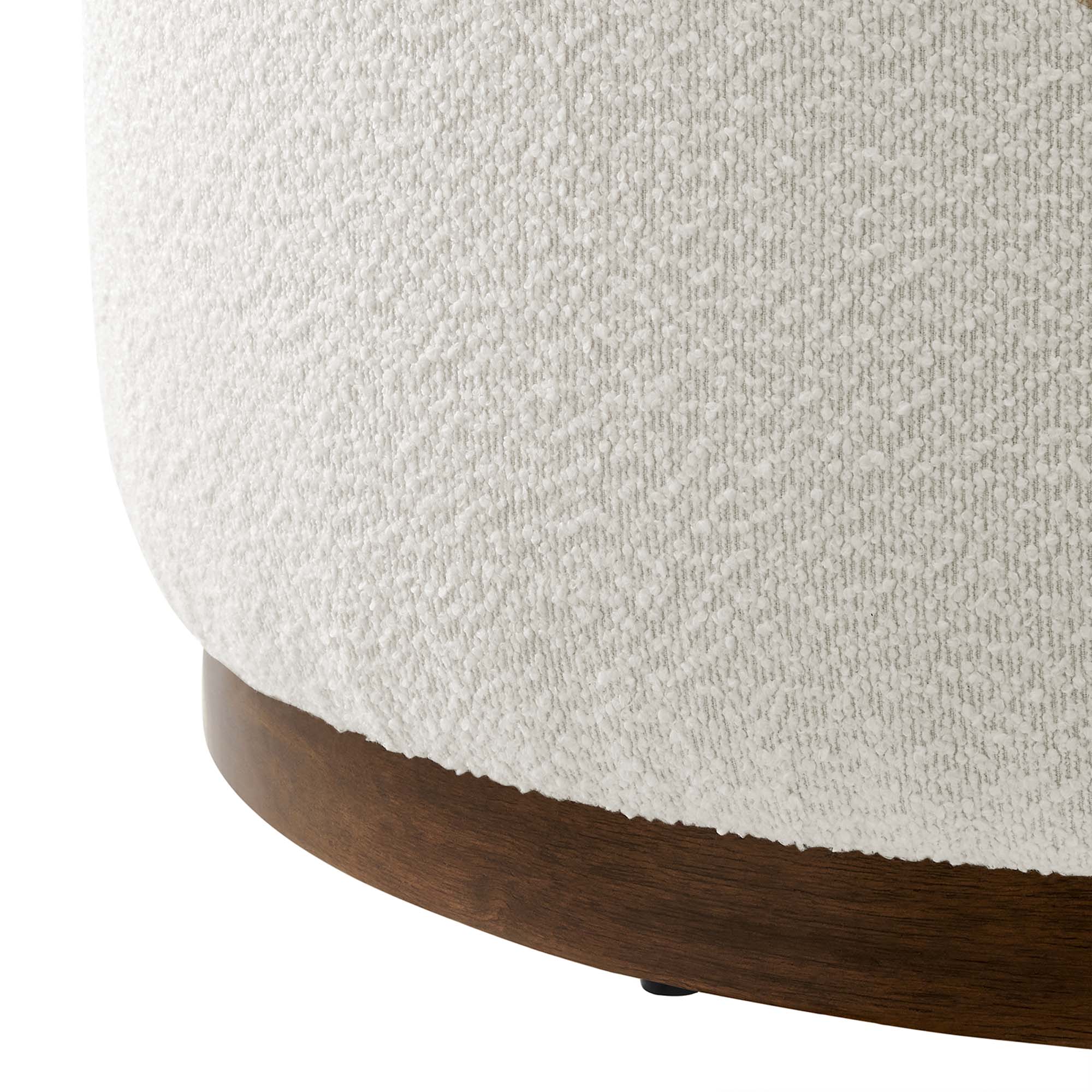 Tilden Large 29" Round Boucle Upholstered Ottoman - Image 5