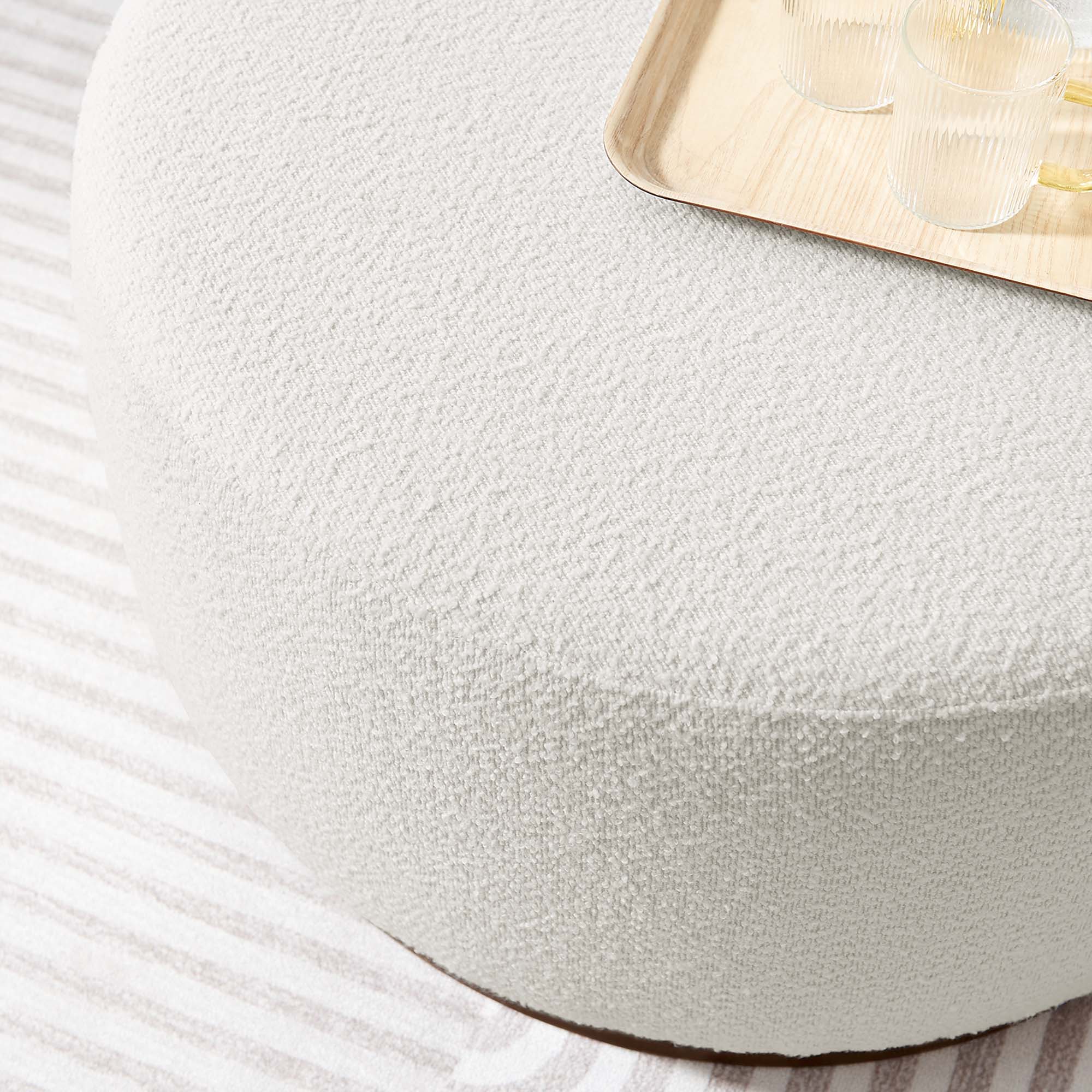 Tilden Large 29" Round Boucle Upholstered Ottoman - Image 7