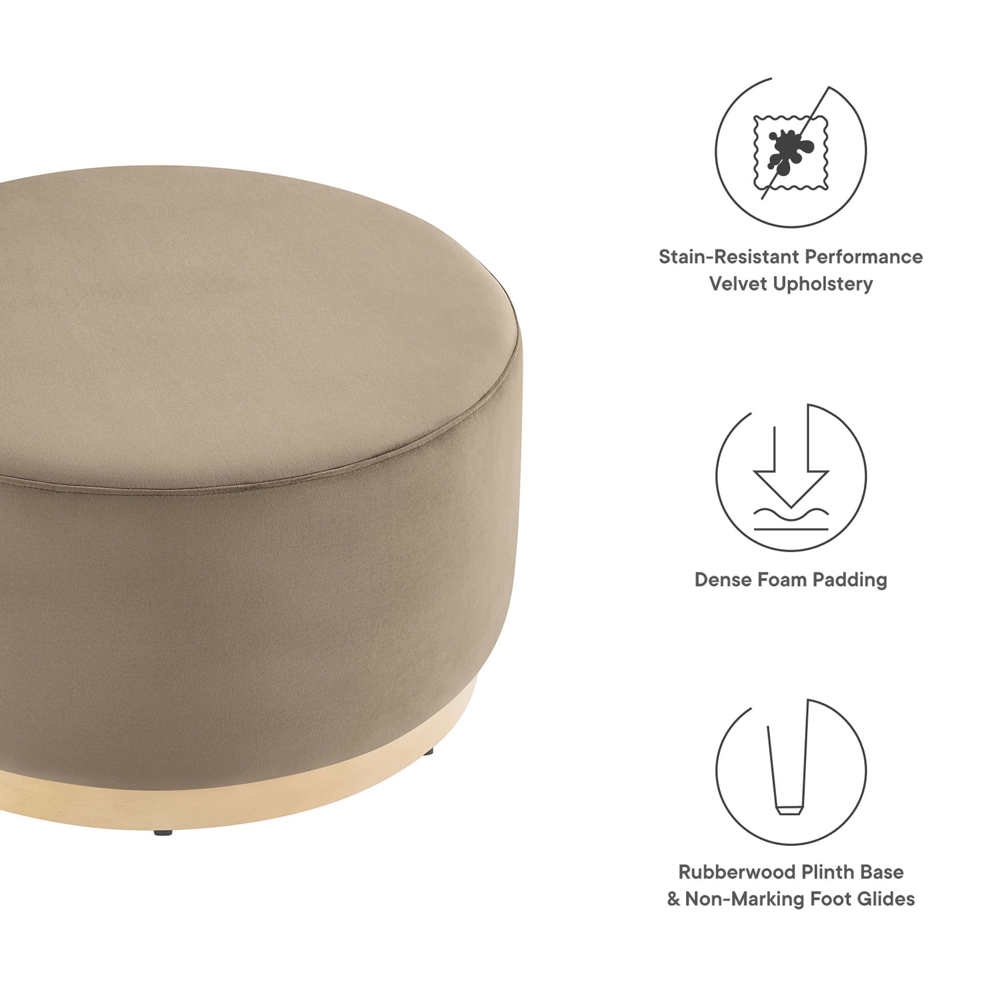 Tilden Large 29" Round Performance Velvet Upholstered Ottoman - Image 2