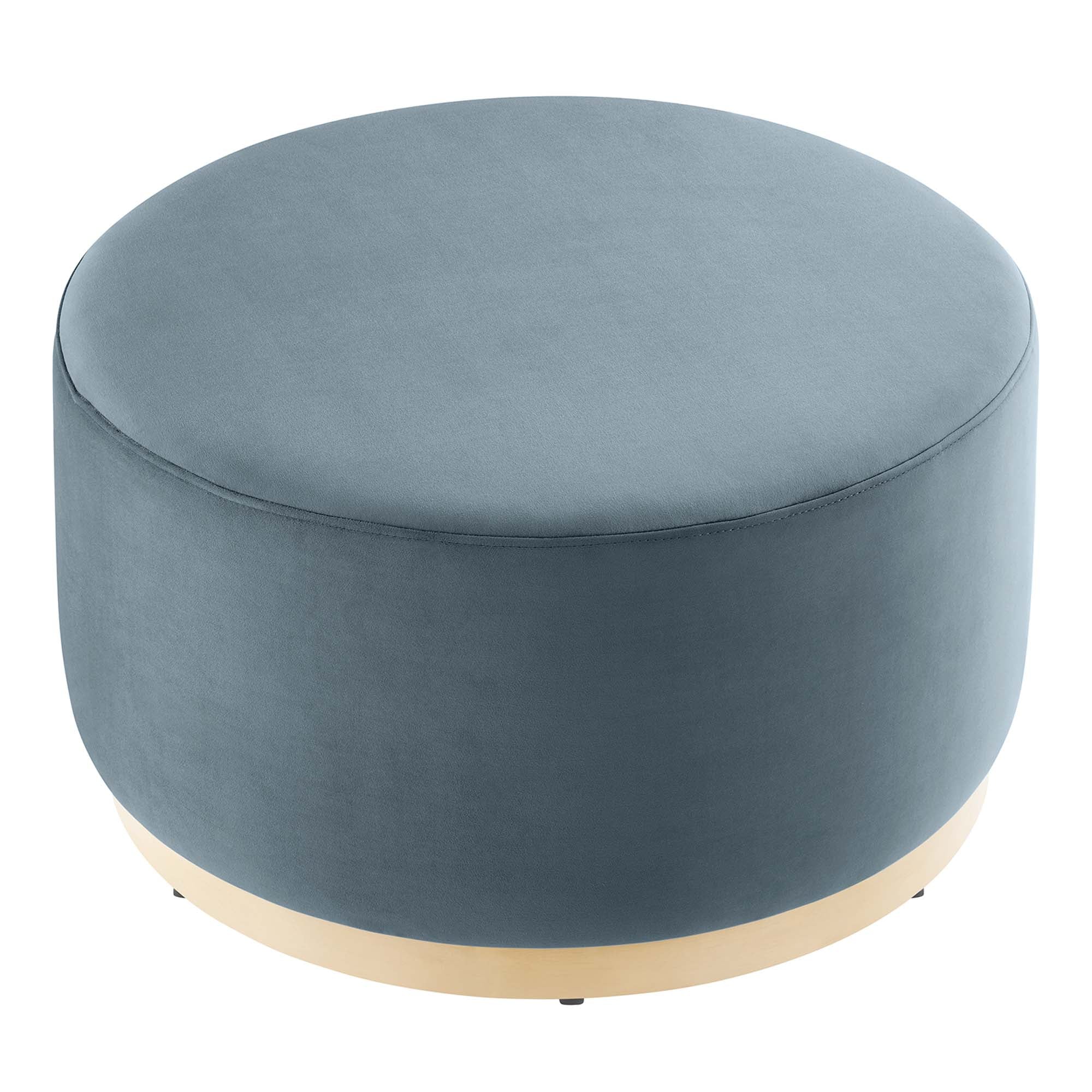 Tilden Large 29" Round Performance Velvet Upholstered Ottoman - Image 22