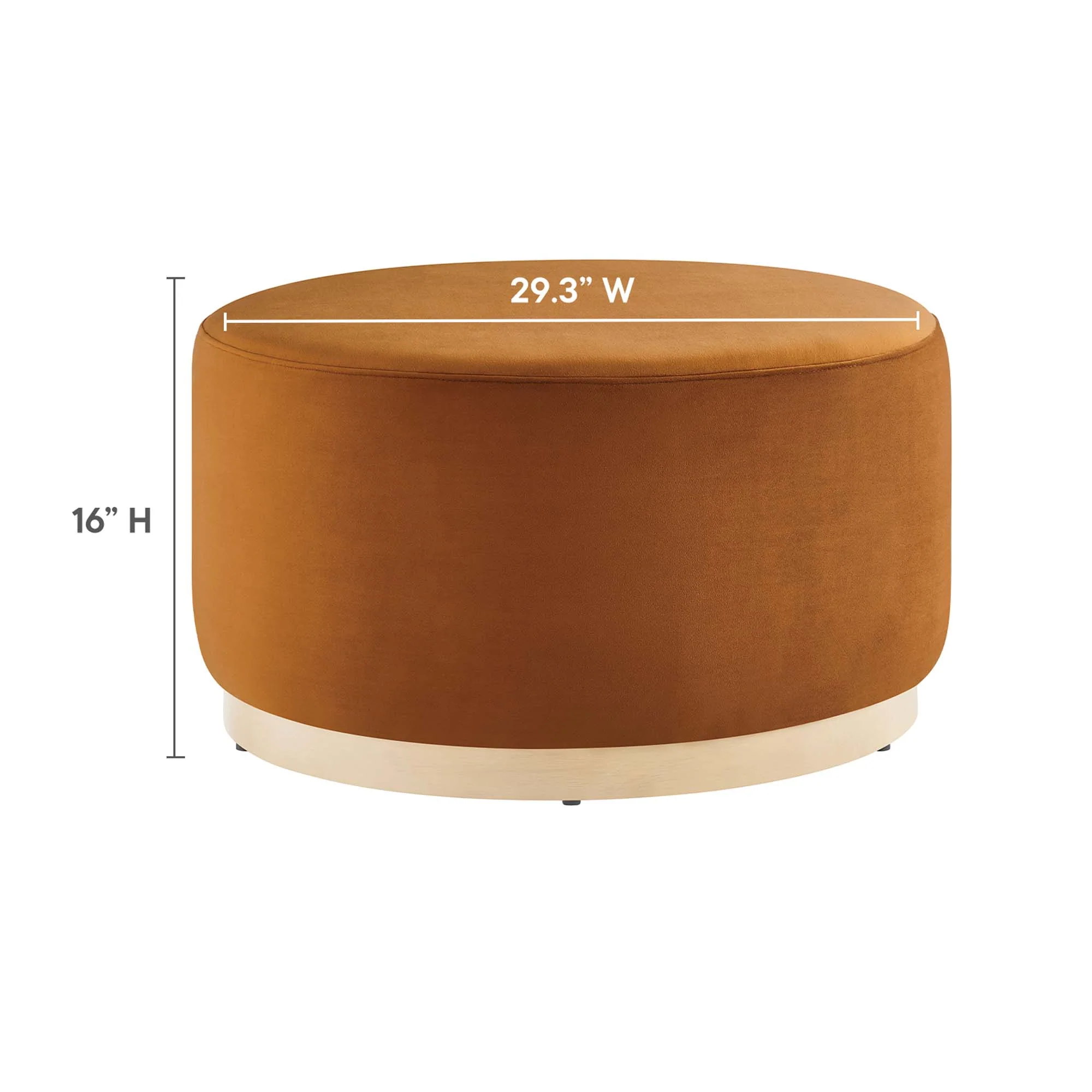 Tilden Large 29" Round Performance Velvet Upholstered Ottoman - Image 24