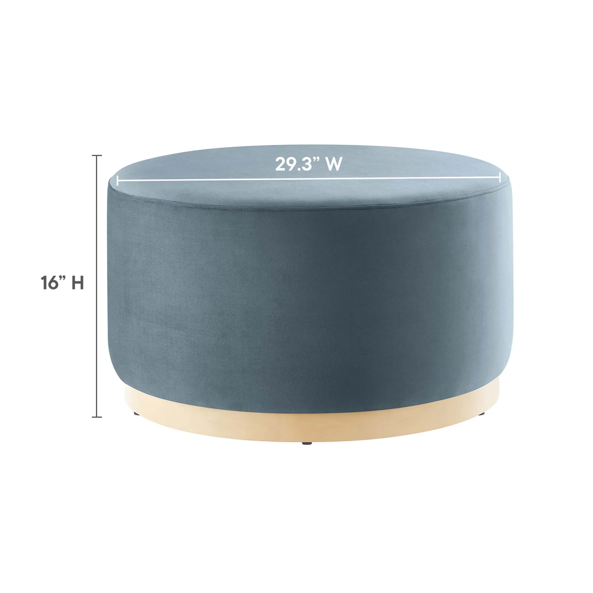 Tilden Large 29" Round Performance Velvet Upholstered Ottoman - Image 26