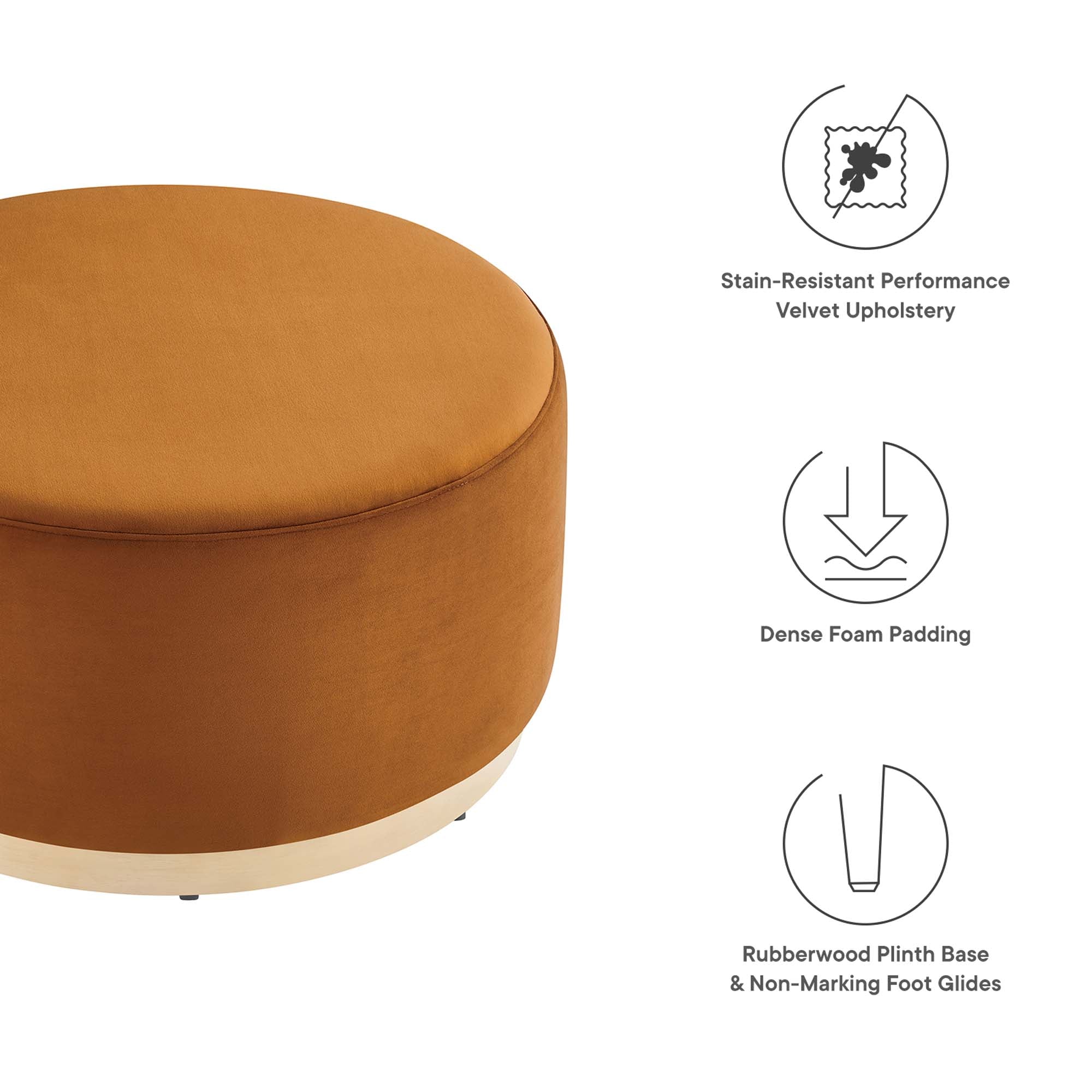 Tilden Large 29" Round Performance Velvet Upholstered Ottoman - Image 28