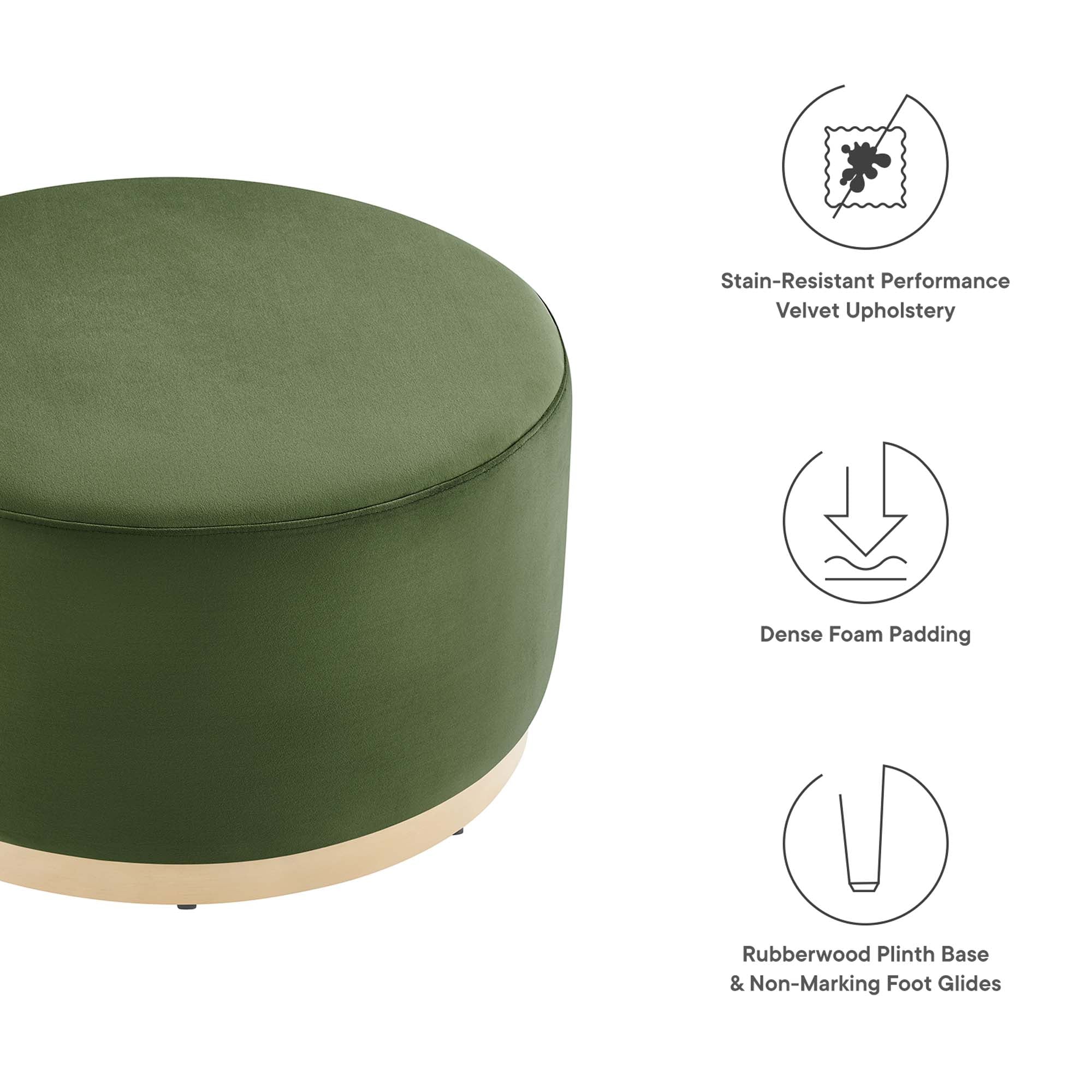 Tilden Large 29" Round Performance Velvet Upholstered Ottoman - Image 29