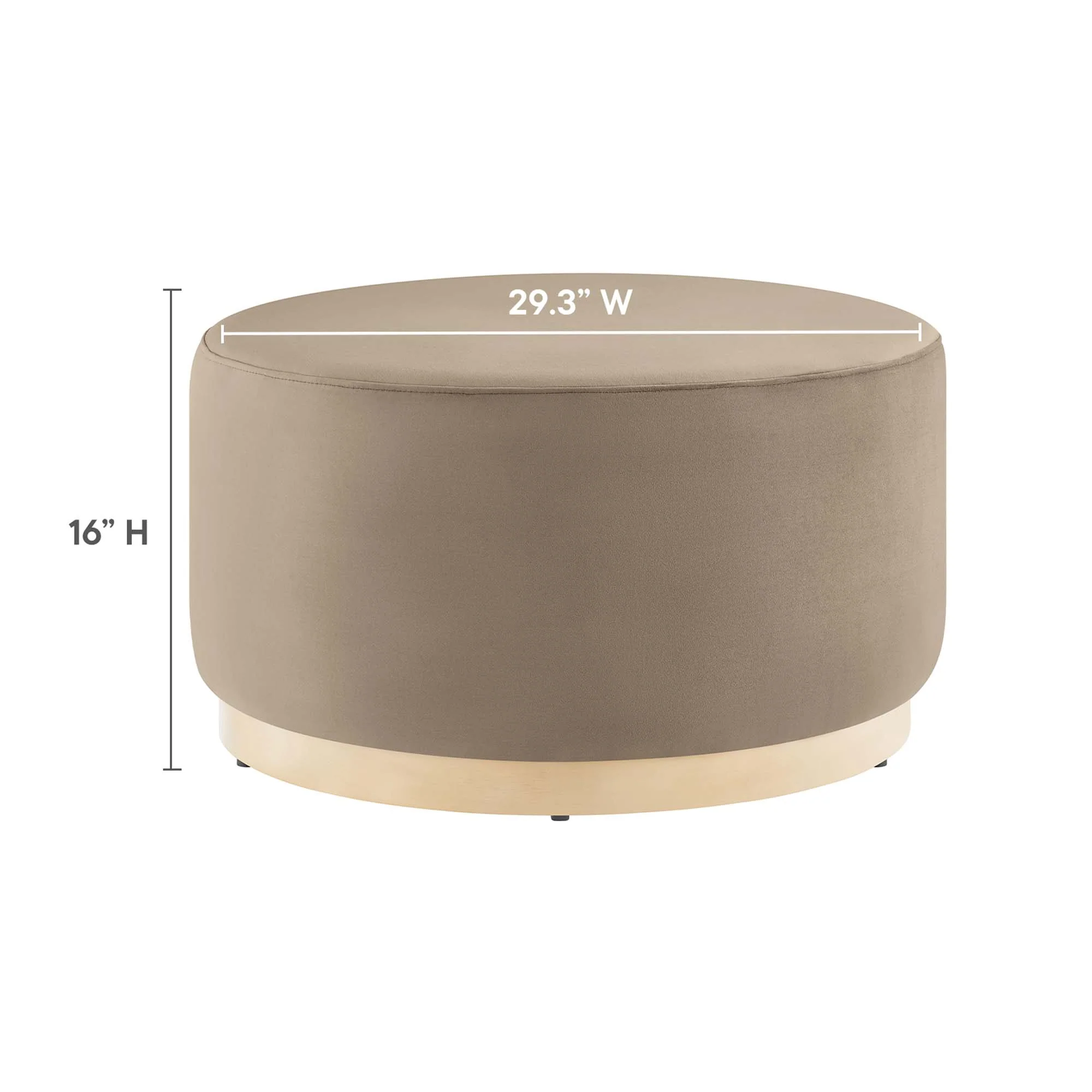 Tilden Large 29" Round Performance Velvet Upholstered Ottoman - Image 3