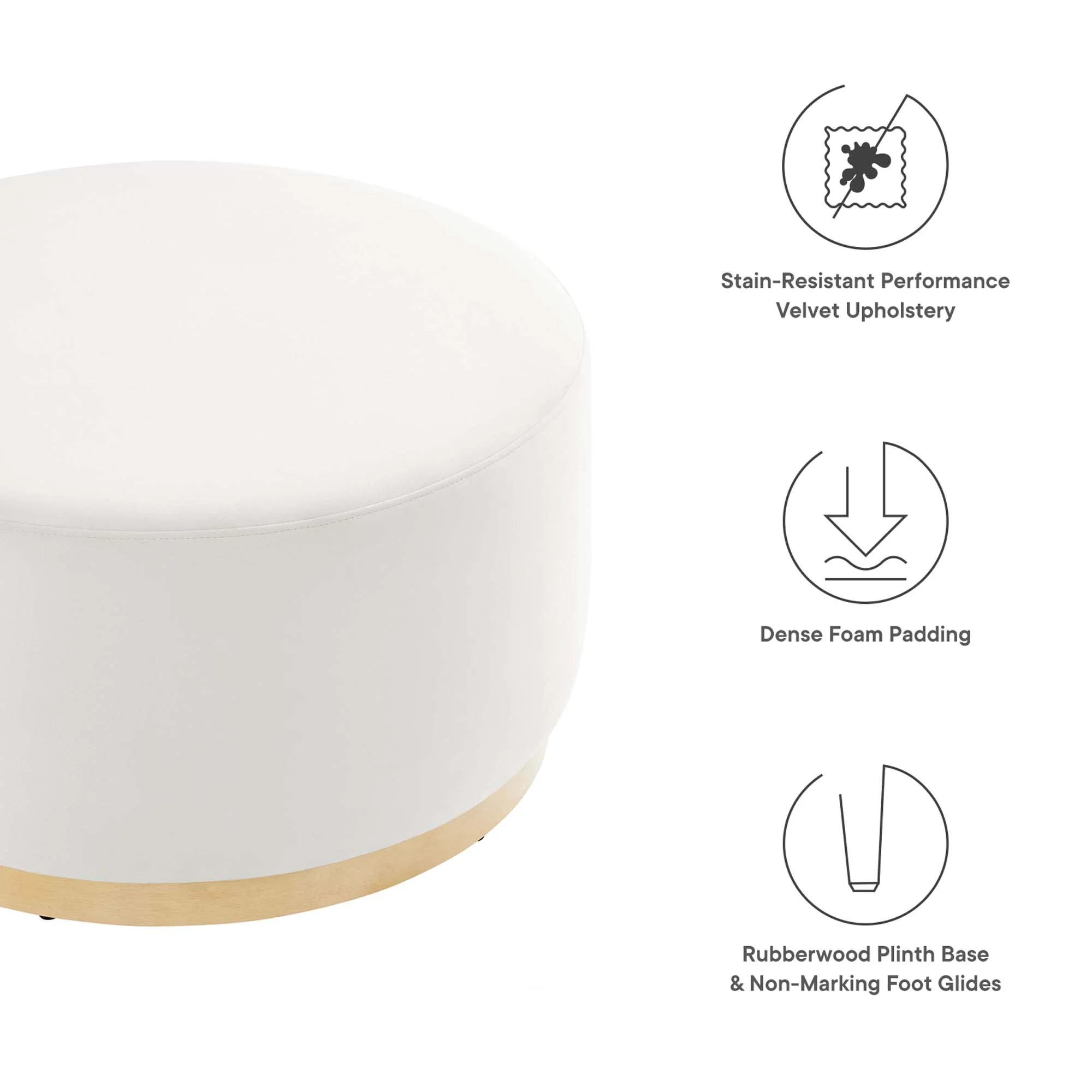 Tilden Large 29" Round Performance Velvet Upholstered Ottoman - Image 31