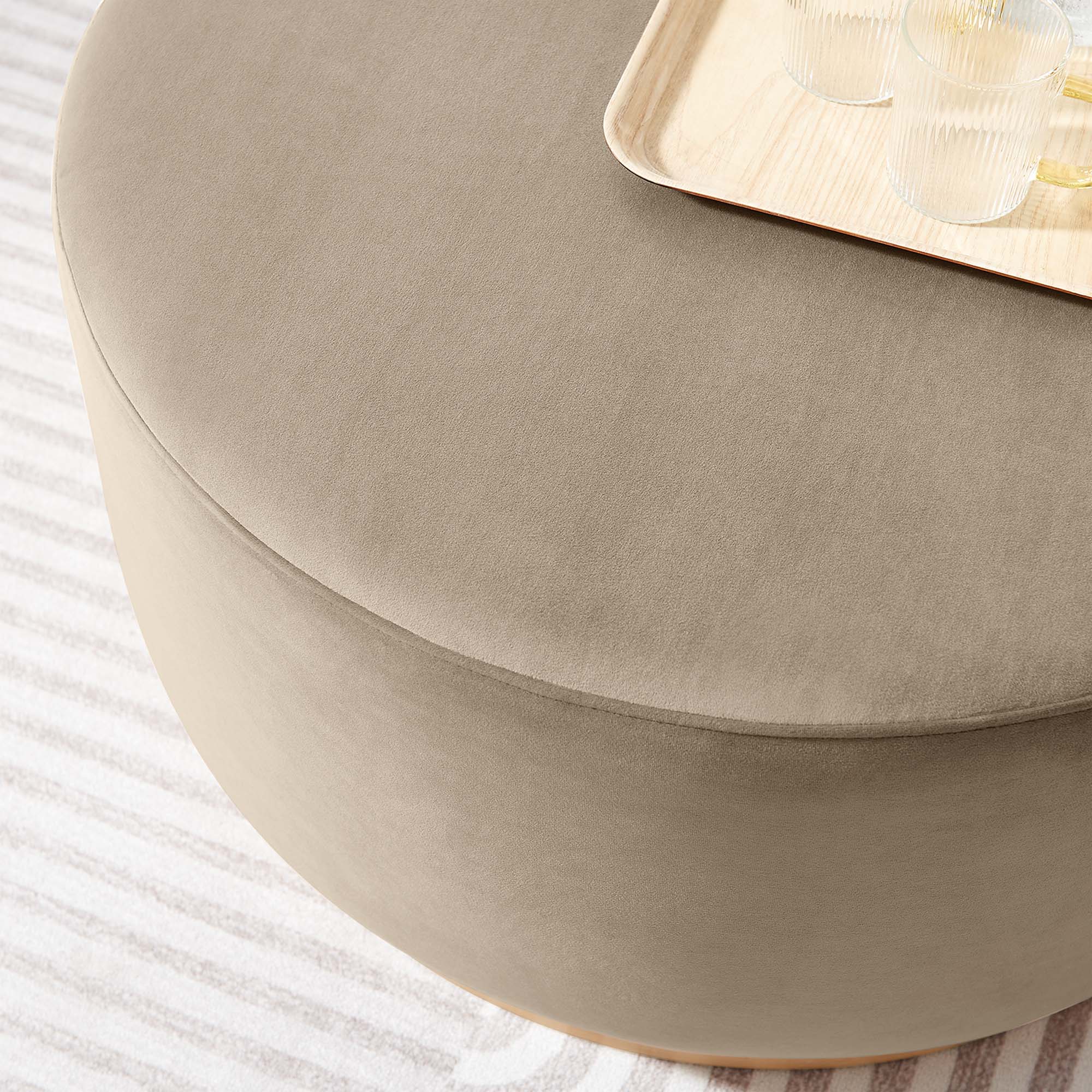 Tilden Large 29" Round Performance Velvet Upholstered Ottoman - Image 7