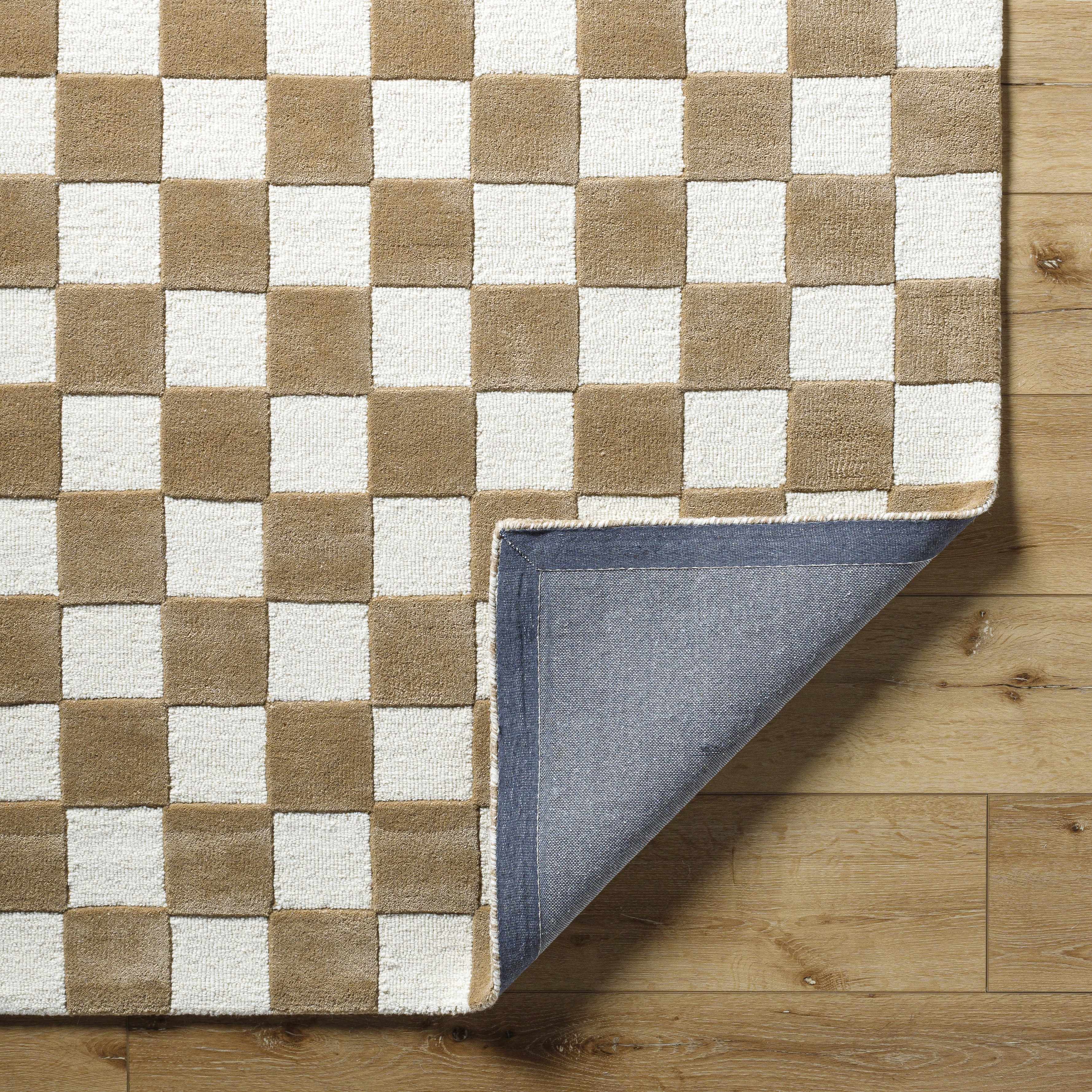 Timin Brown Checkered Wool Area Carpet - Image 5