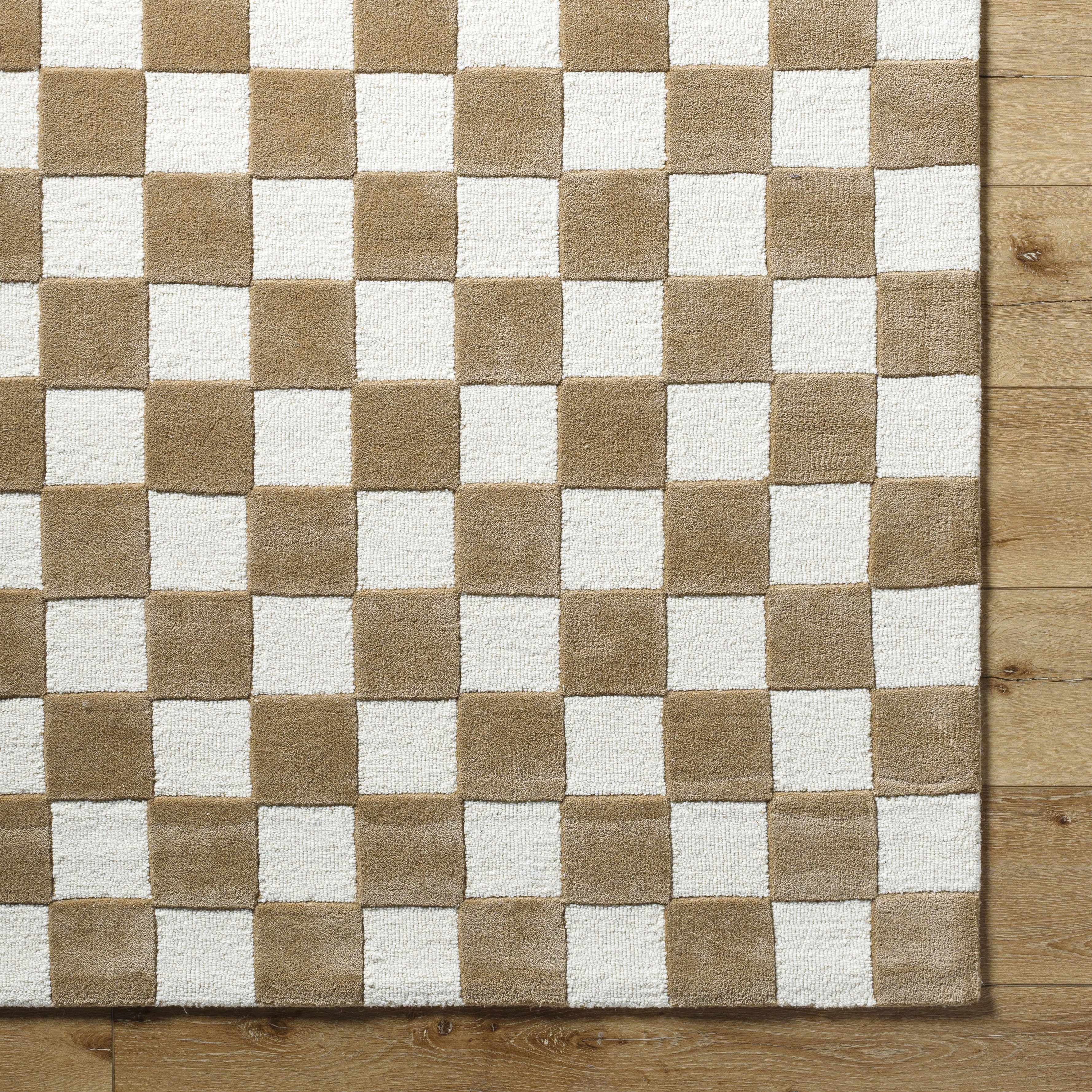Timin Brown Checkered Wool Area Carpet - Image 7