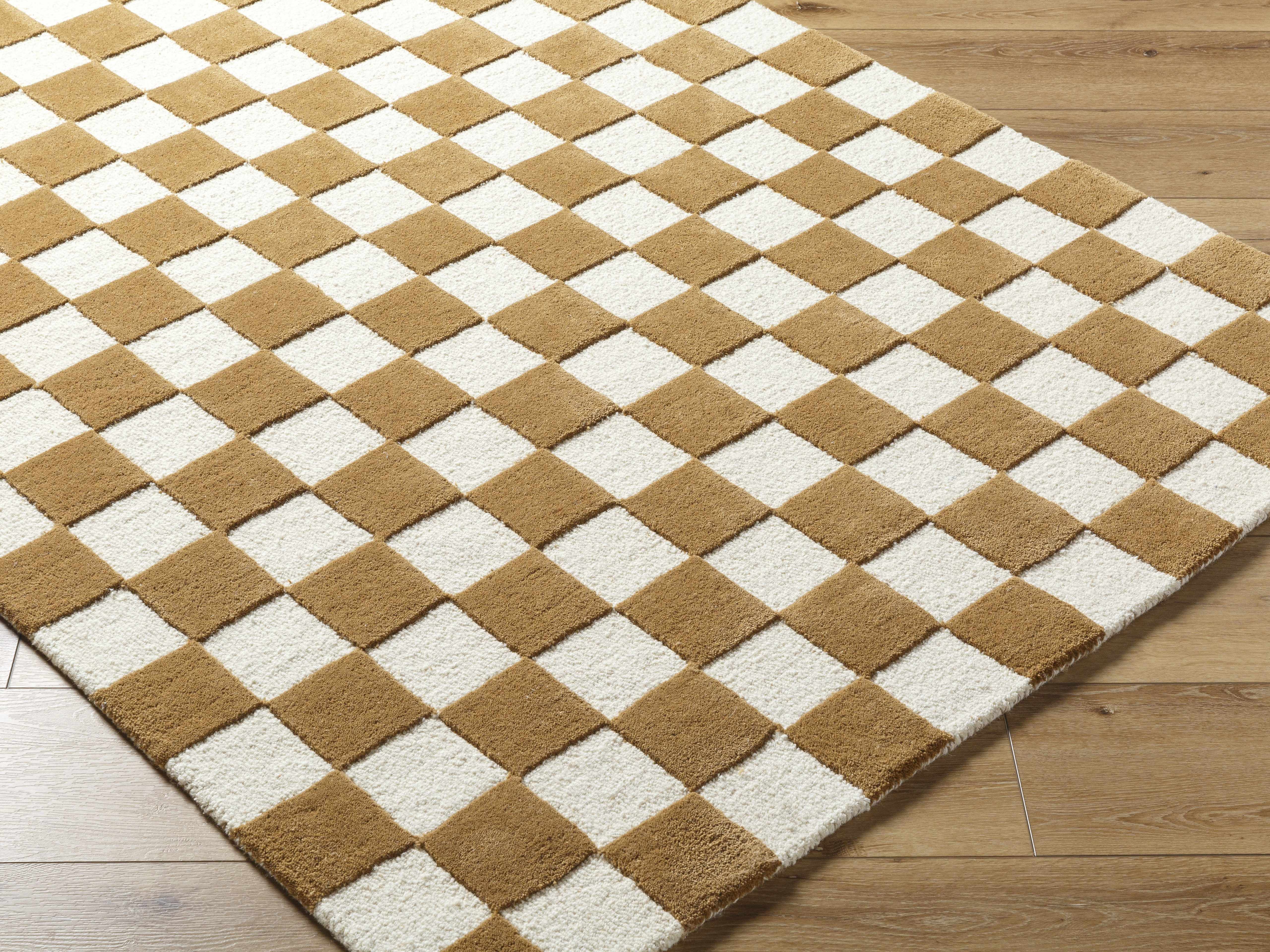 Timin Camel Checkered Area Rug - Image 2
