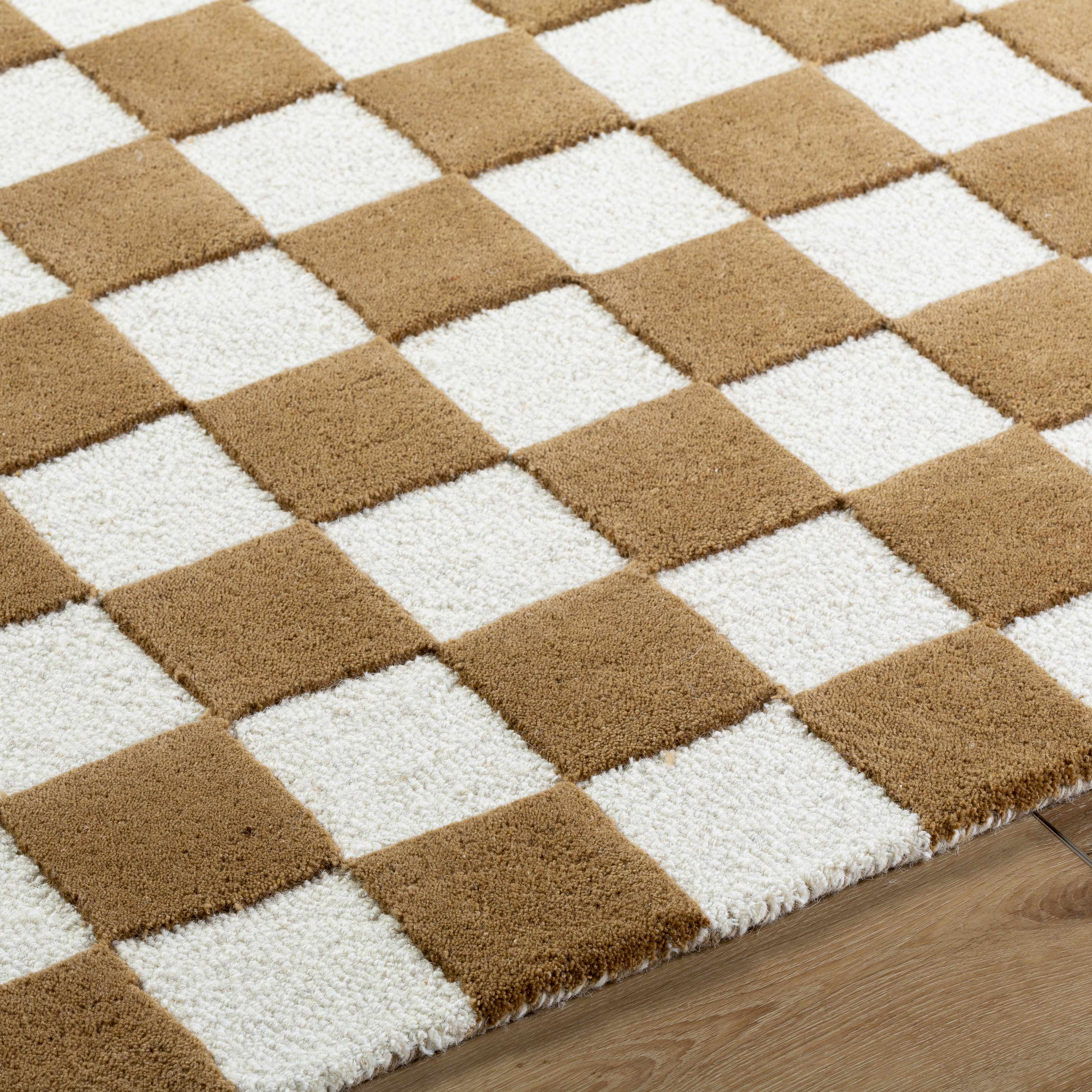 Timin Camel Checkered Area Rug - Image 3