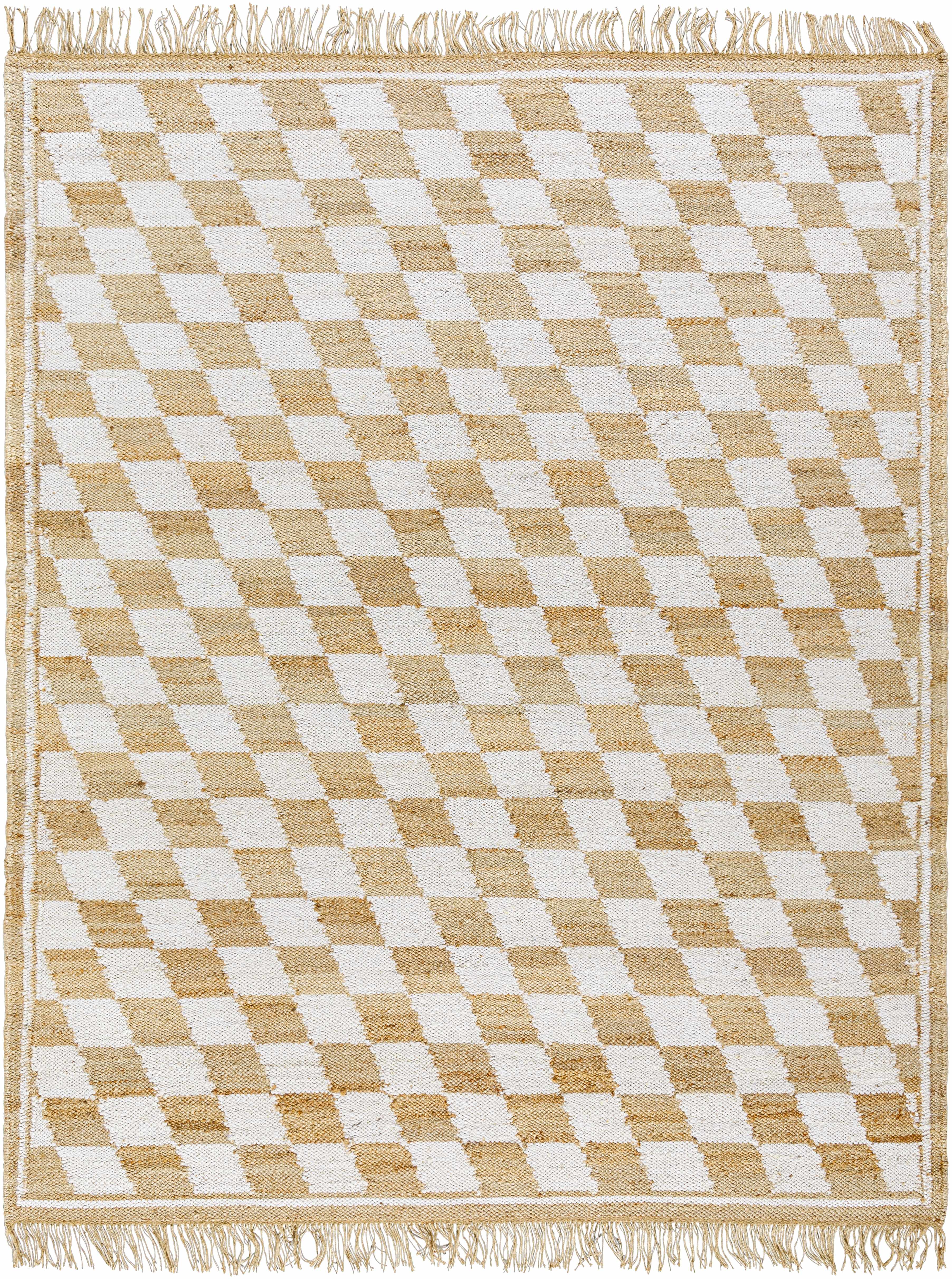 Tiria Diamond Checkered Jute Tasseled Rug - Image 8