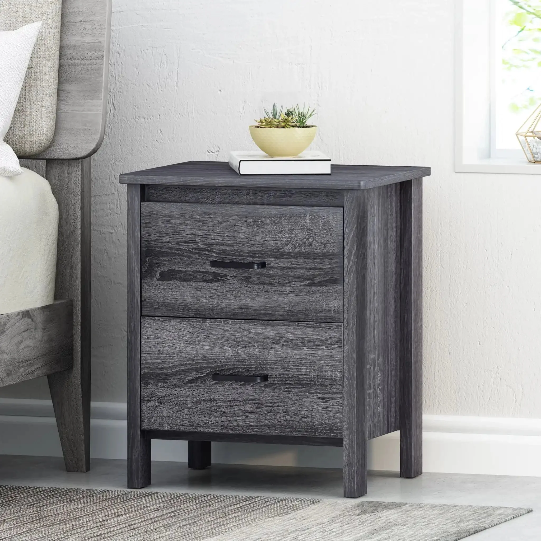 Titeca - Contemporary Wood 2 Drawer Nightstand - Image 3