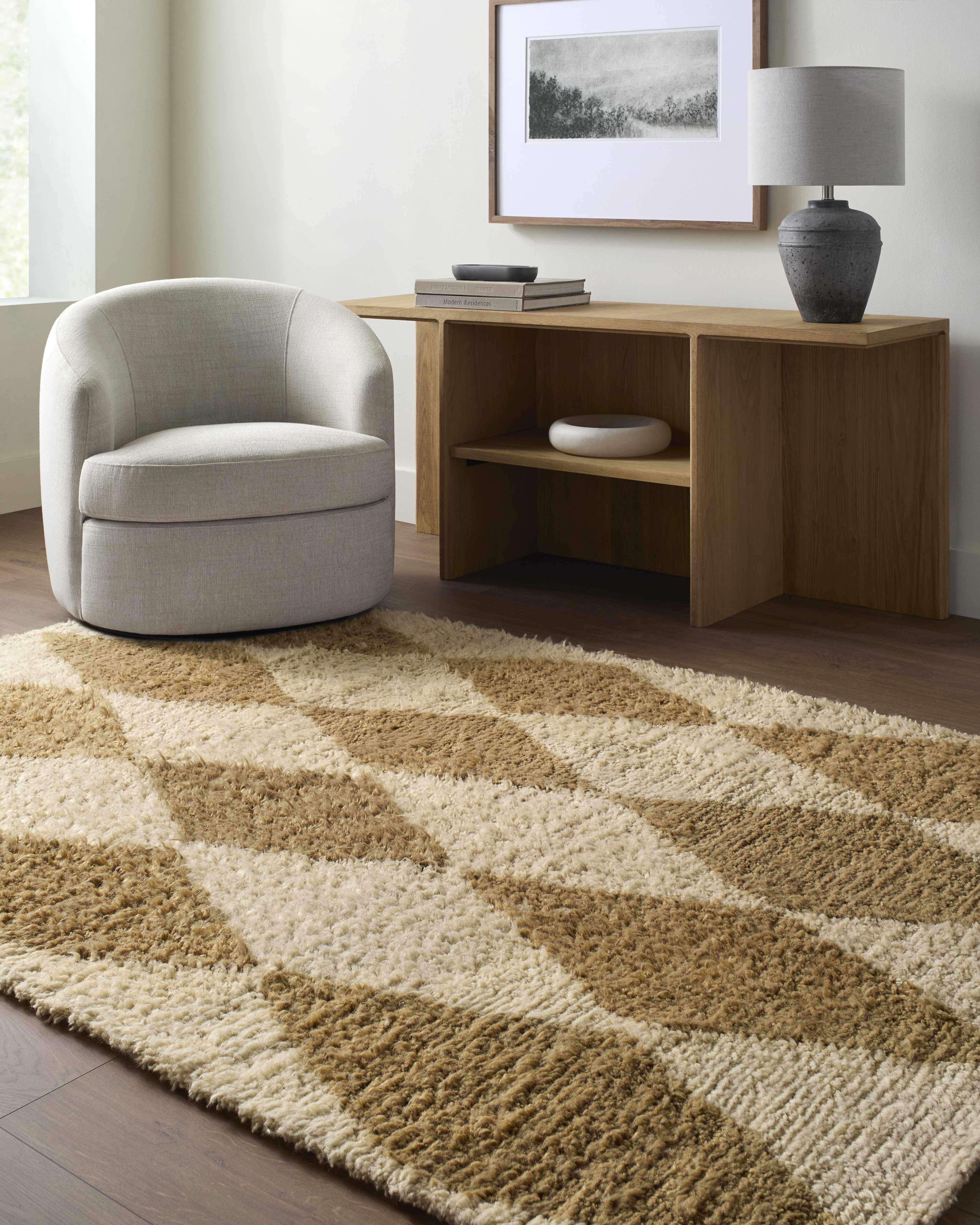 Tivka Diamond Checkered Wool Rug - Image 2