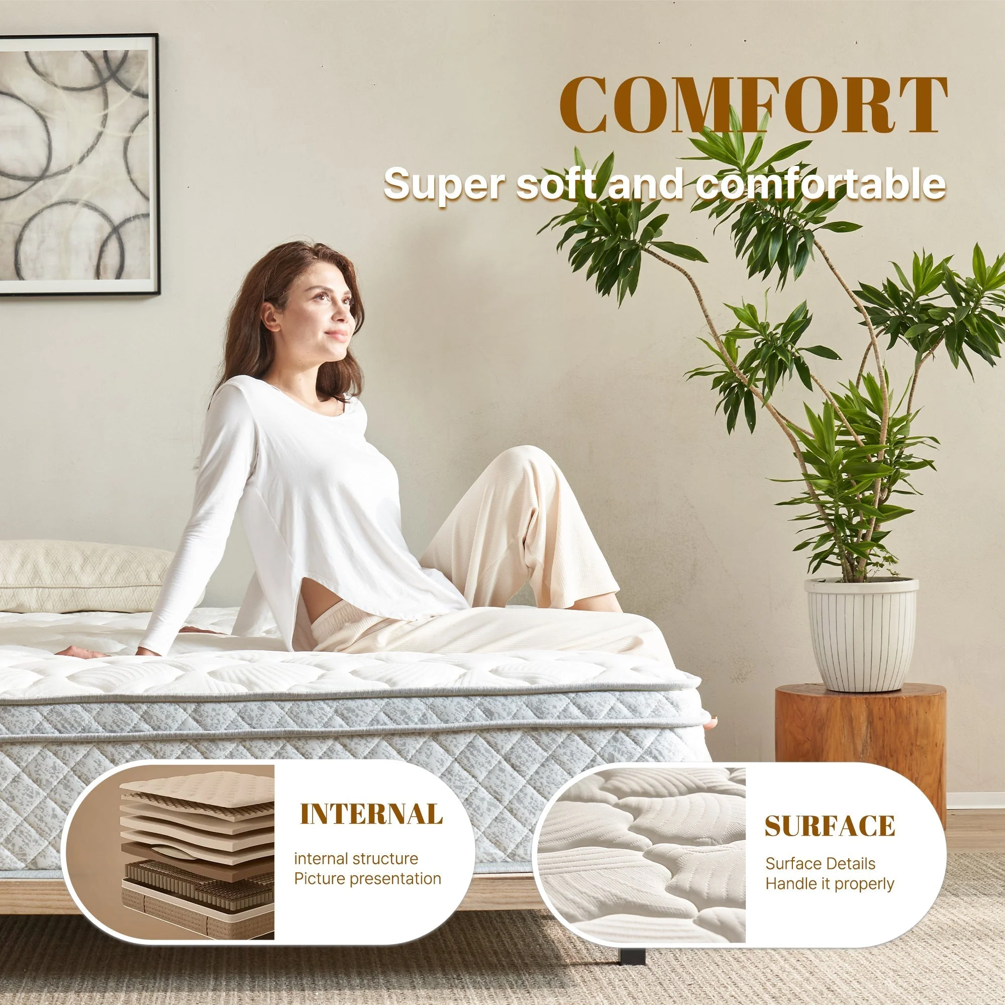 TM Home 12 Inch Hybrid Cooling Memory Foam Mattress - Image 4