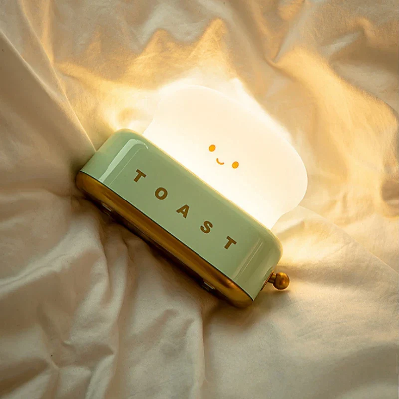 Toast Night Light LED Bedside Desk Lamp USB Rechargeable Cute Bedroom Gift - Image 7