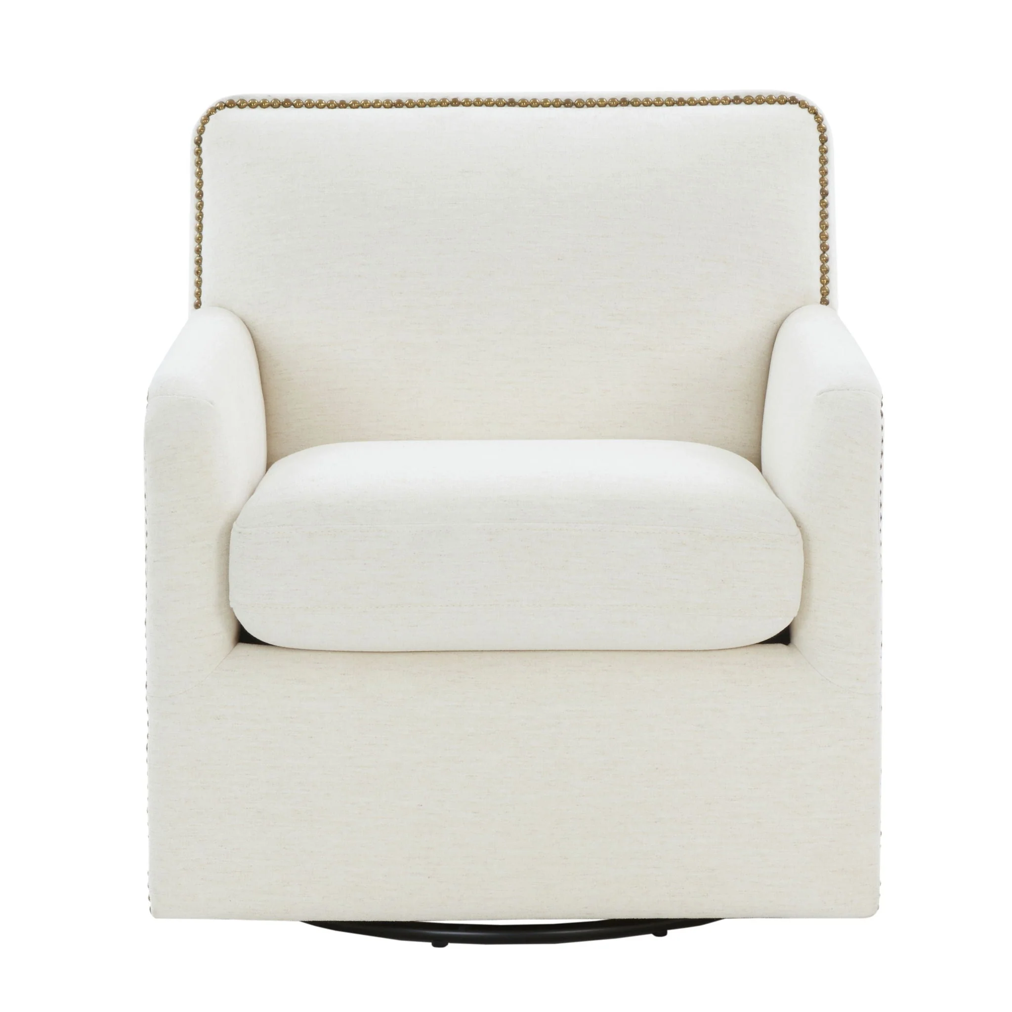 Tolland - Swivel Accent Chair With Antique Brass Nailhead Trim - Cream - Image 2