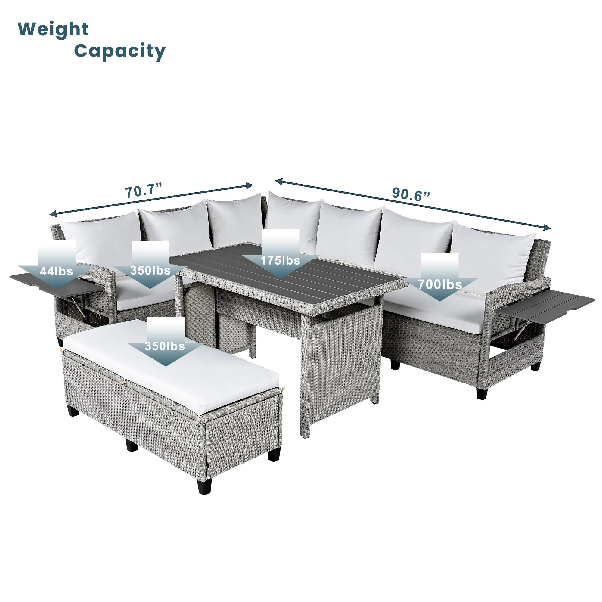 Tomax 5-Piece Outdoor Patio Rattan Sofa Set - Image 10