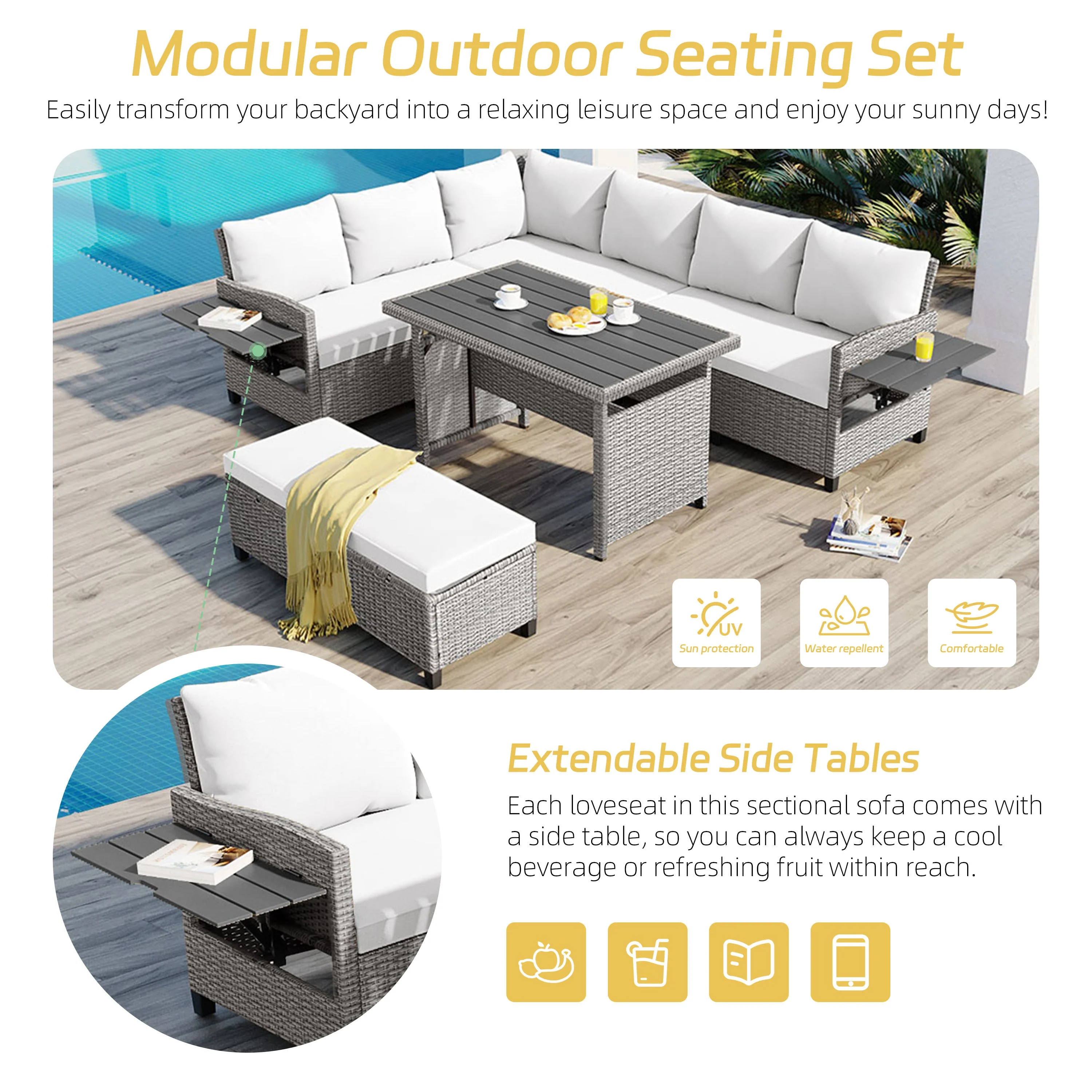 Tomax 5-Piece Outdoor Patio Rattan Sofa Set - Image 3