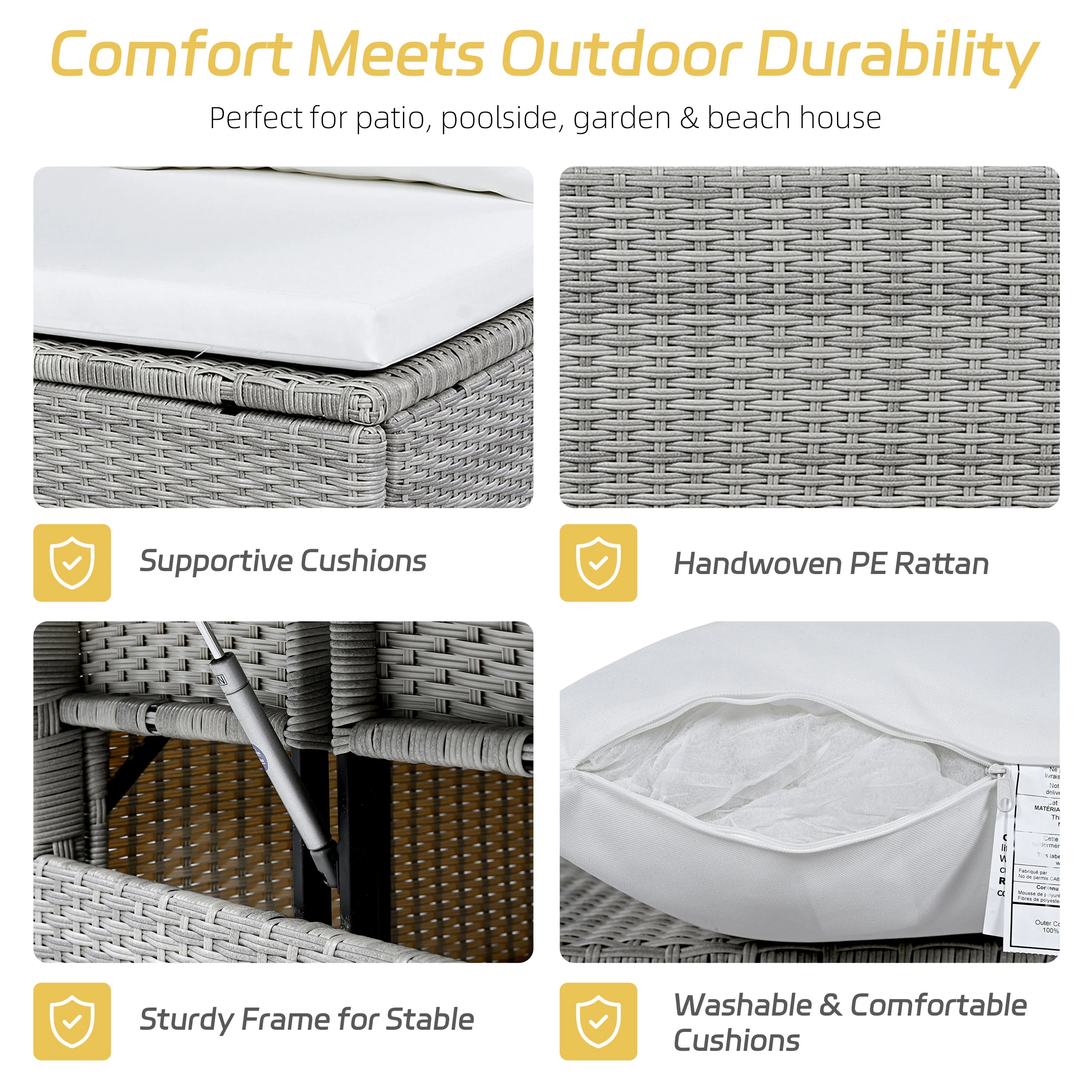 Tomax 5-Piece Outdoor Patio Rattan Sofa Set - Image 4