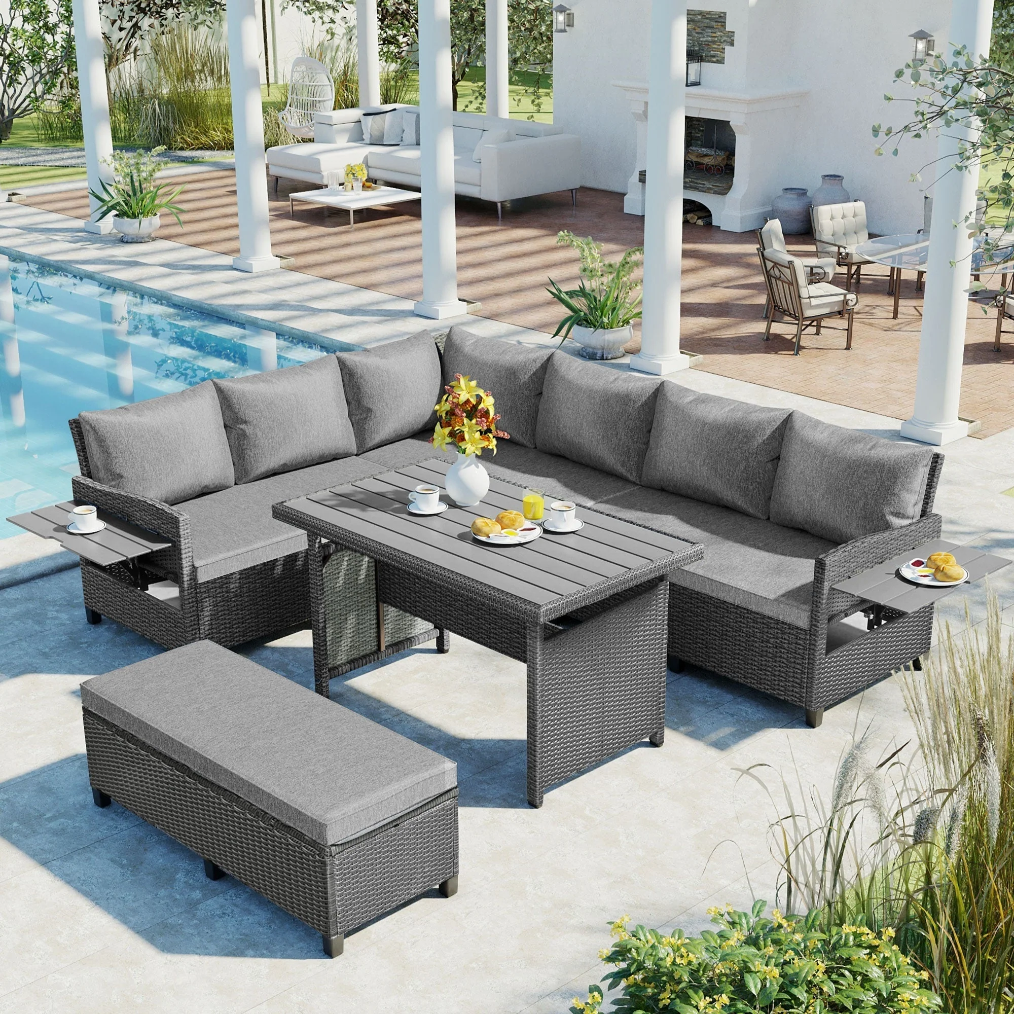 TOMAX 5-Piece Outdoor Patio Rattan Sofa Set - Image 2