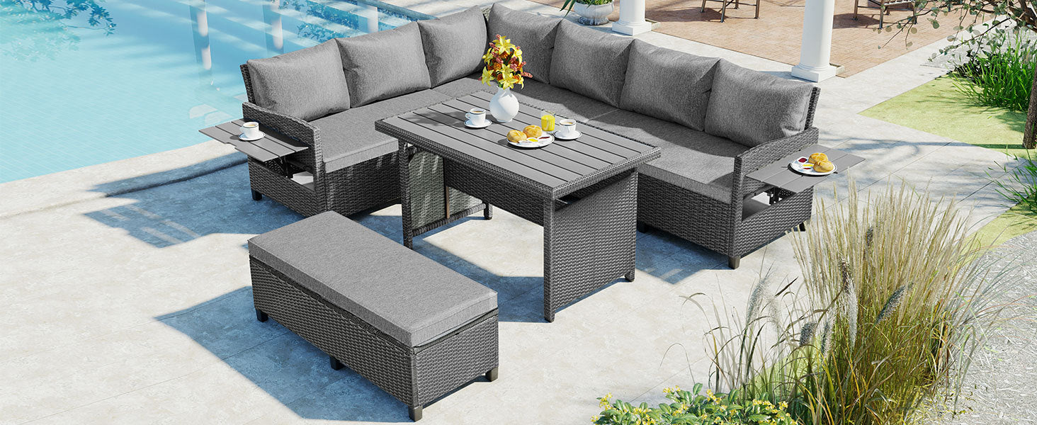 TOMAX 5-Piece Outdoor Patio Rattan Sofa Set - Image 22