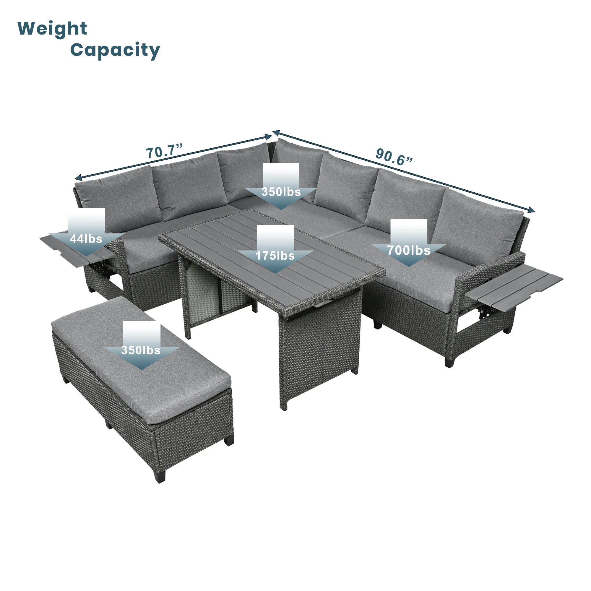 TOMAX 5-Piece Outdoor Patio Rattan Sofa Set - Image 5