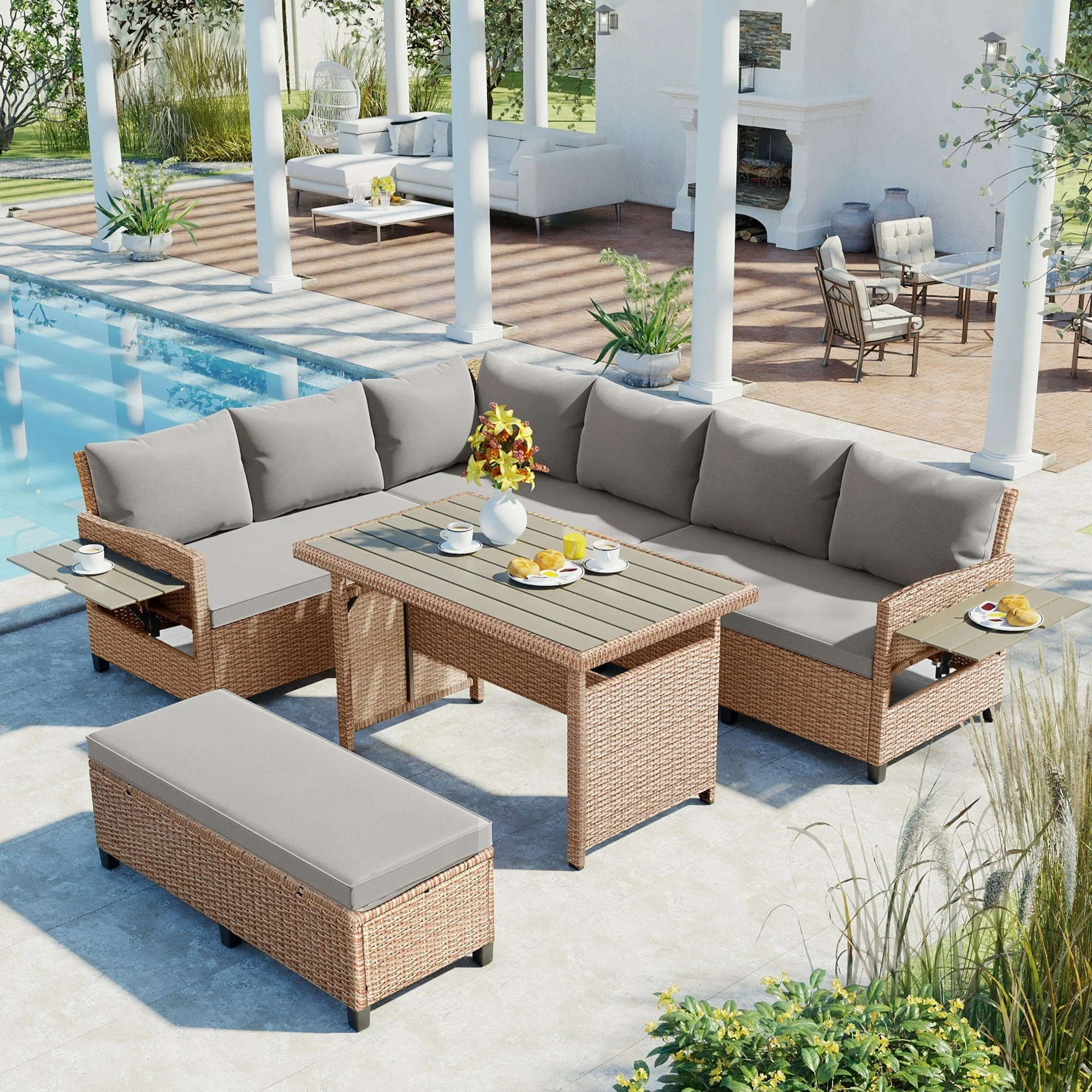 TOMAX 5-Piece Outdoor Patio Rattan Sofa Set - Image 2