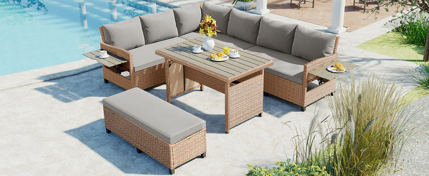 TOMAX 5-Piece Outdoor Patio Rattan Sofa Set - Image 25