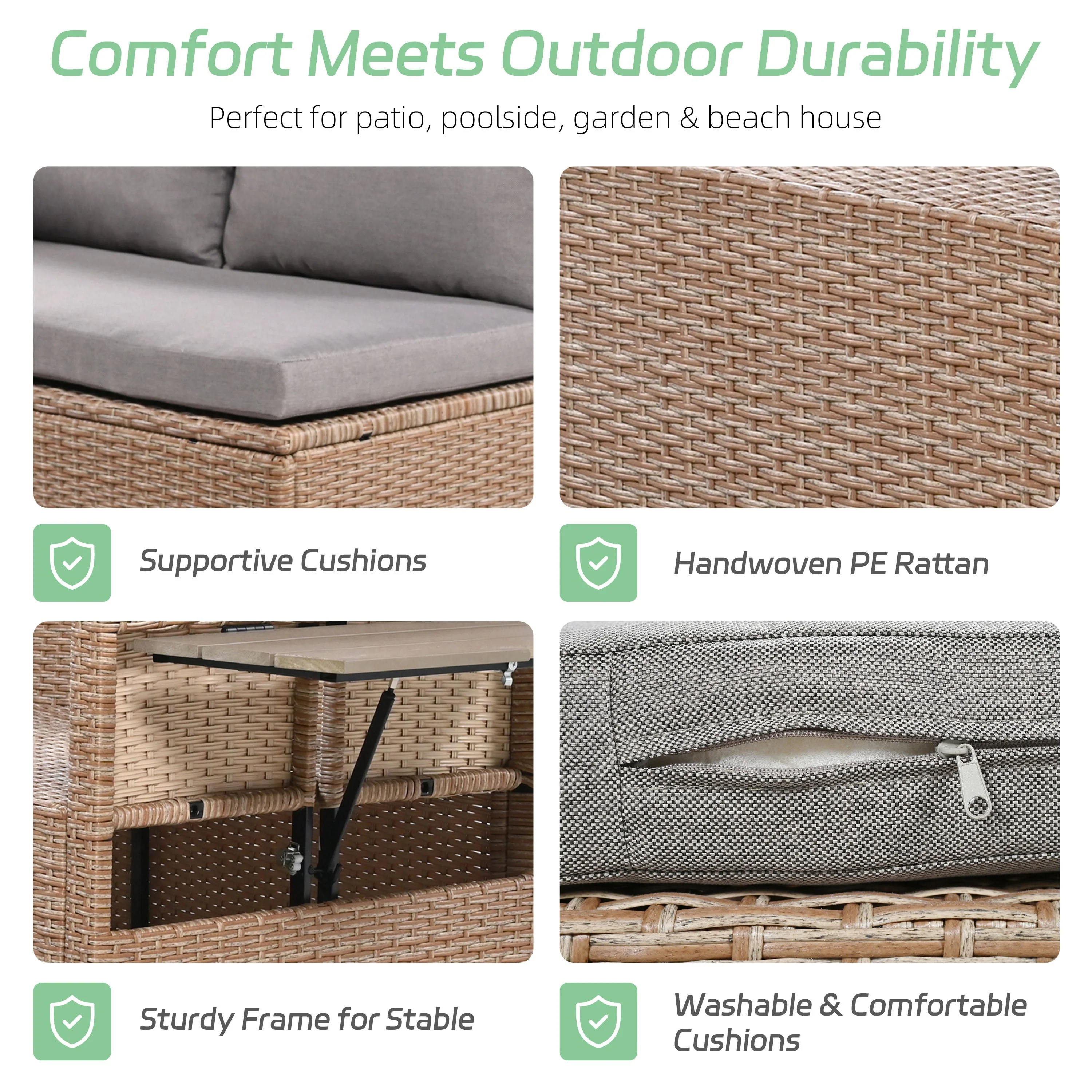 TOMAX 5-Piece Outdoor Patio Rattan Sofa Set - Image 4
