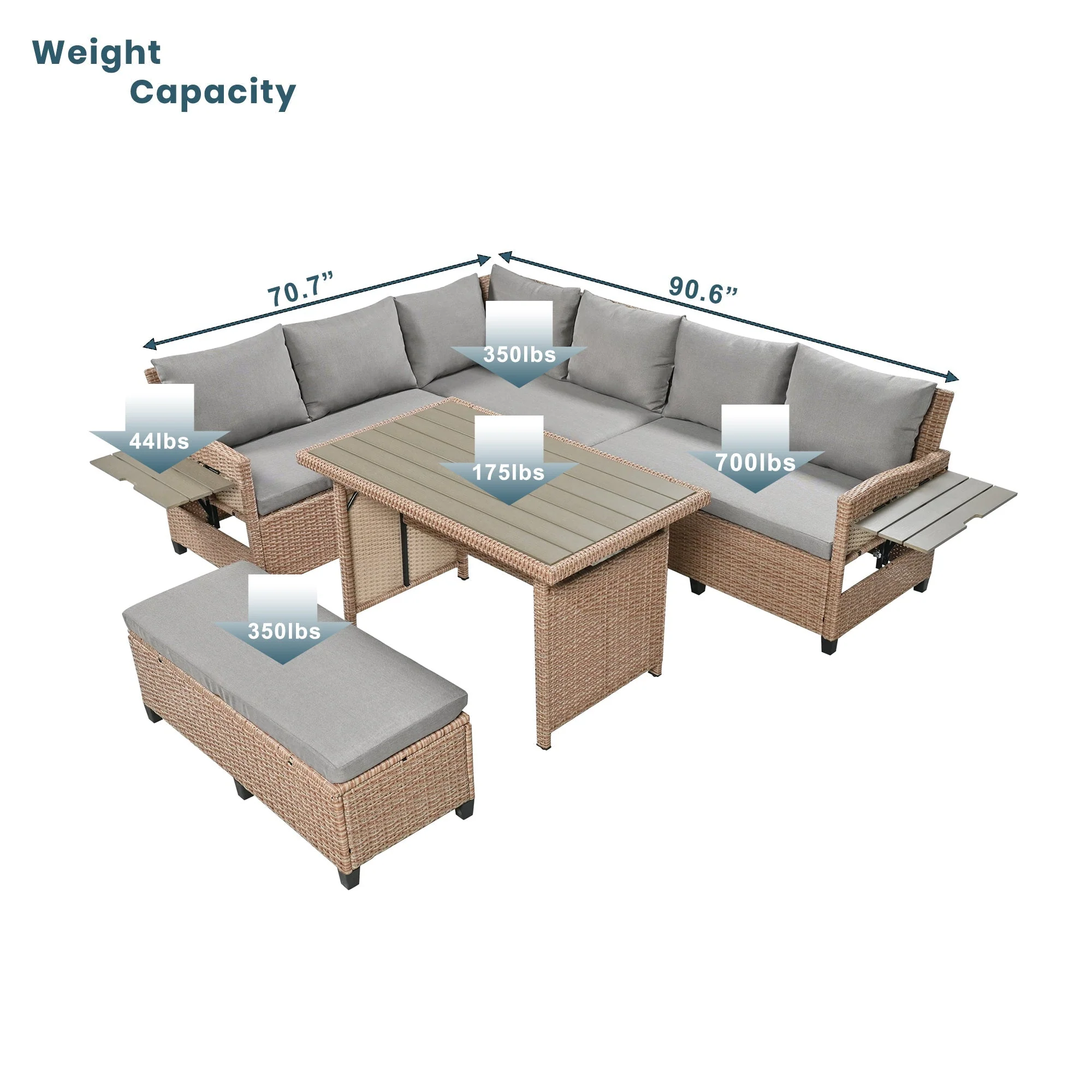 TOMAX 5-Piece Outdoor Patio Rattan Sofa Set - Image 5