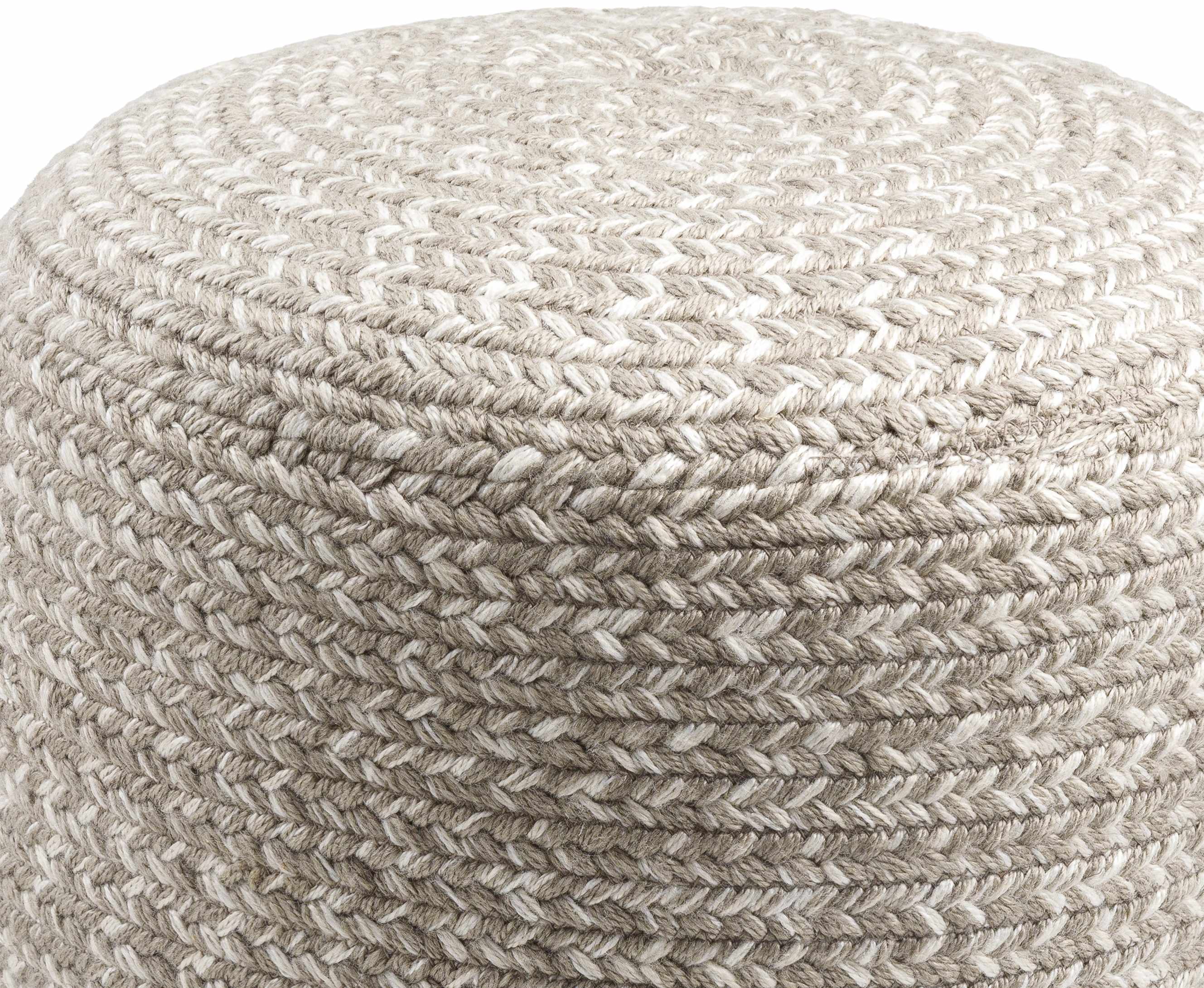 Tonanitla Natural Fiber Light Gray Knitted Pouf - Image 3