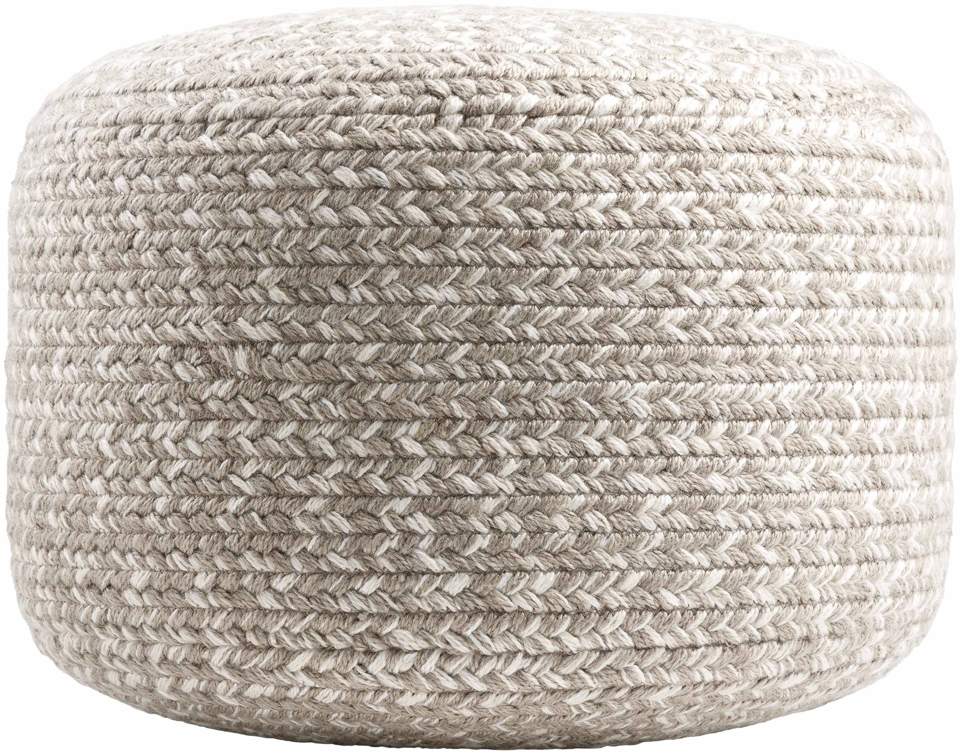 Tonanitla Natural Fiber Light Gray Knitted Pouf - Image 4