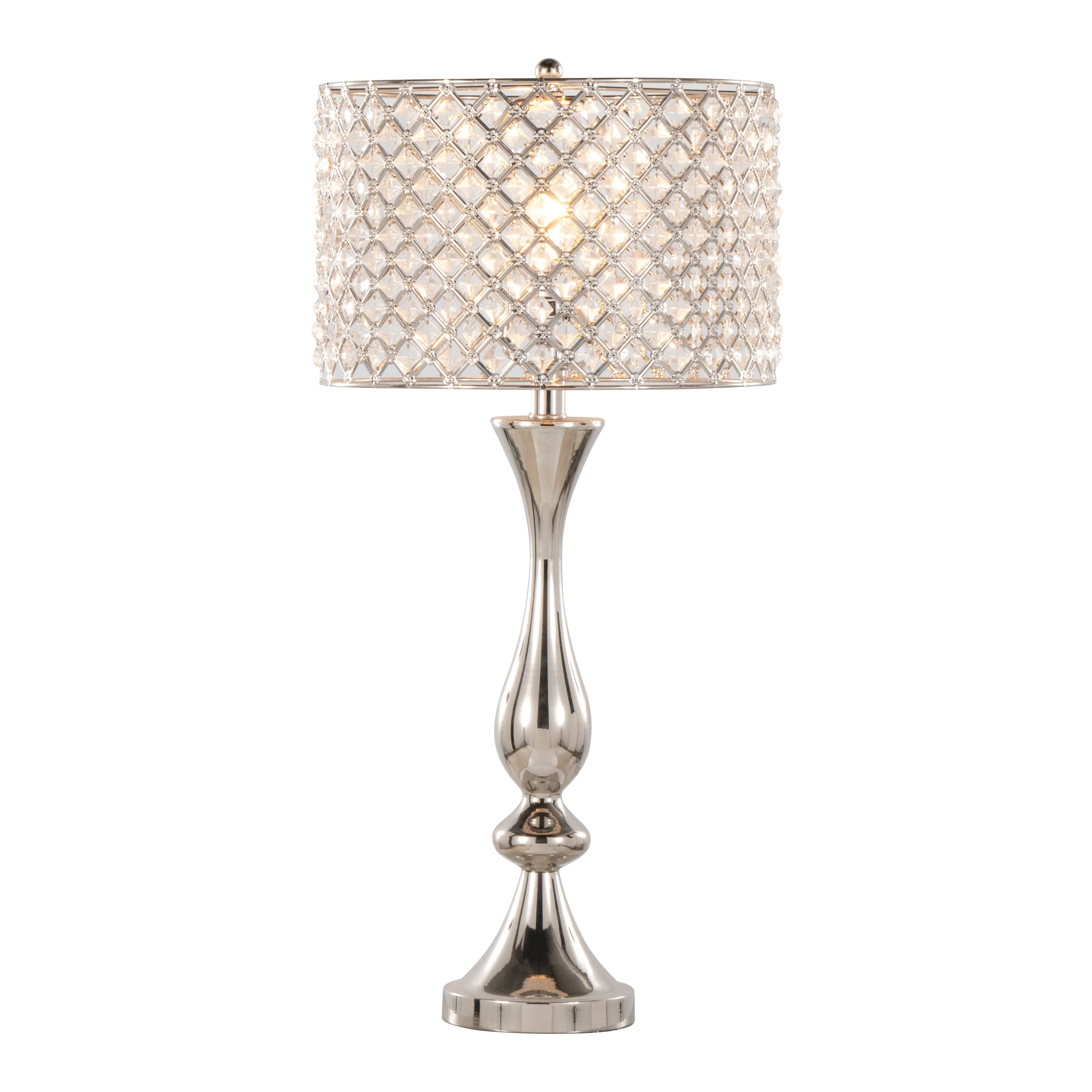 Topaz 27' Contemporary Metal Table Lamp in Polished Nickel with Clear K9 Crystal - Image 2