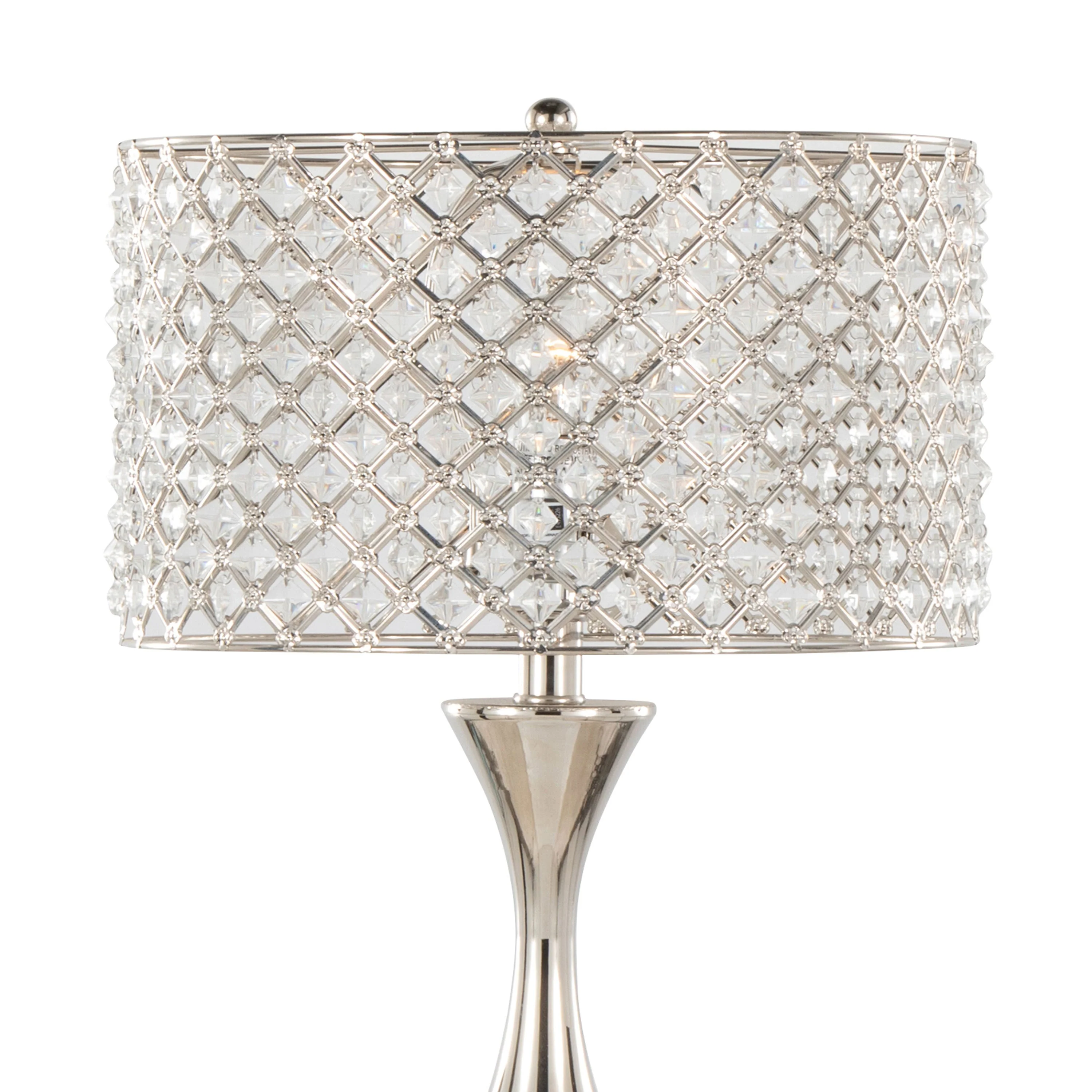Topaz 27' Contemporary Metal Table Lamp in Polished Nickel with Clear K9 Crystal - Image 3