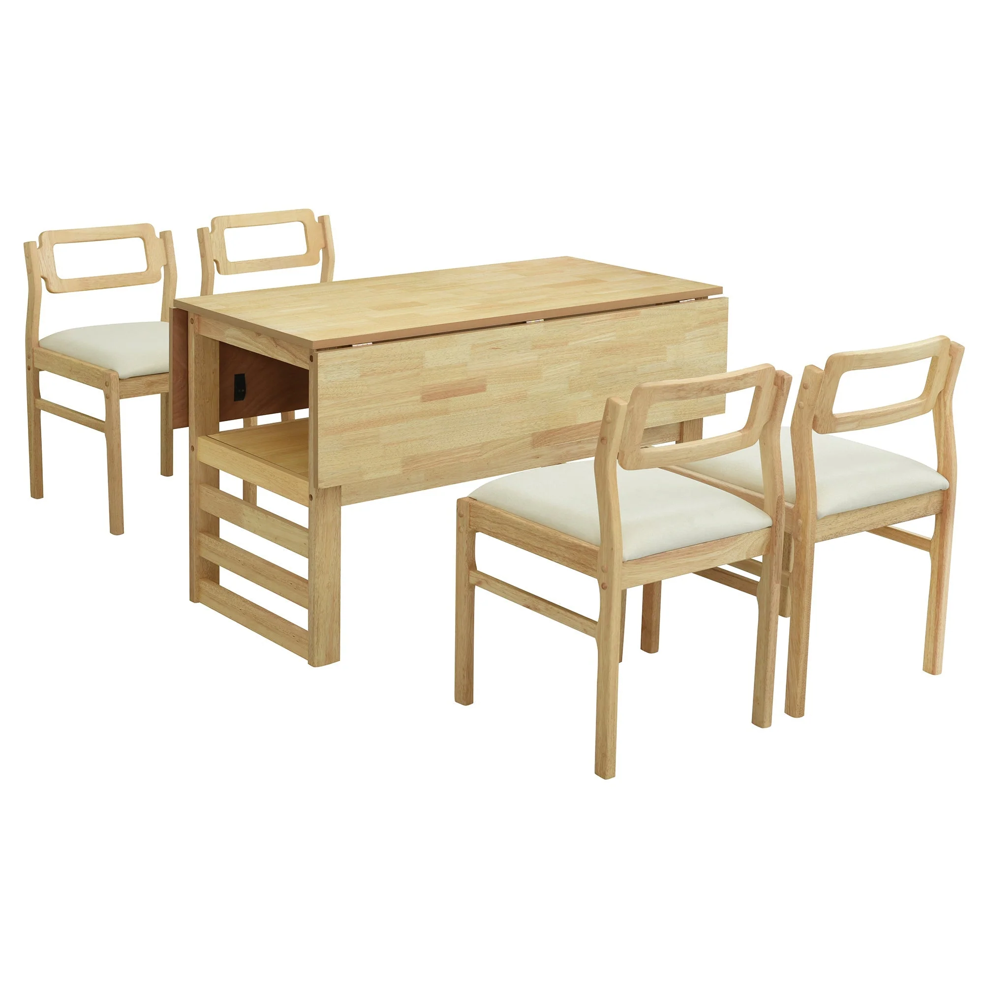 TOPMAX Modern 5-Piece Extendable Wood Dining Table Set - Image 10