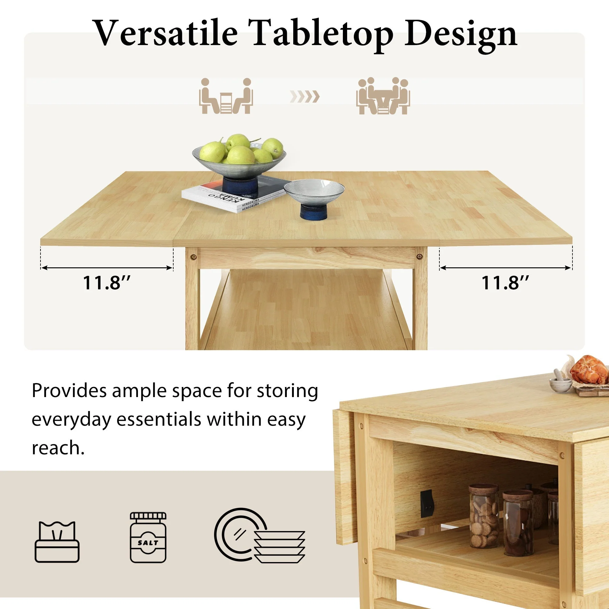 TOPMAX Modern 5-Piece Extendable Wood Dining Table Set - Image 6