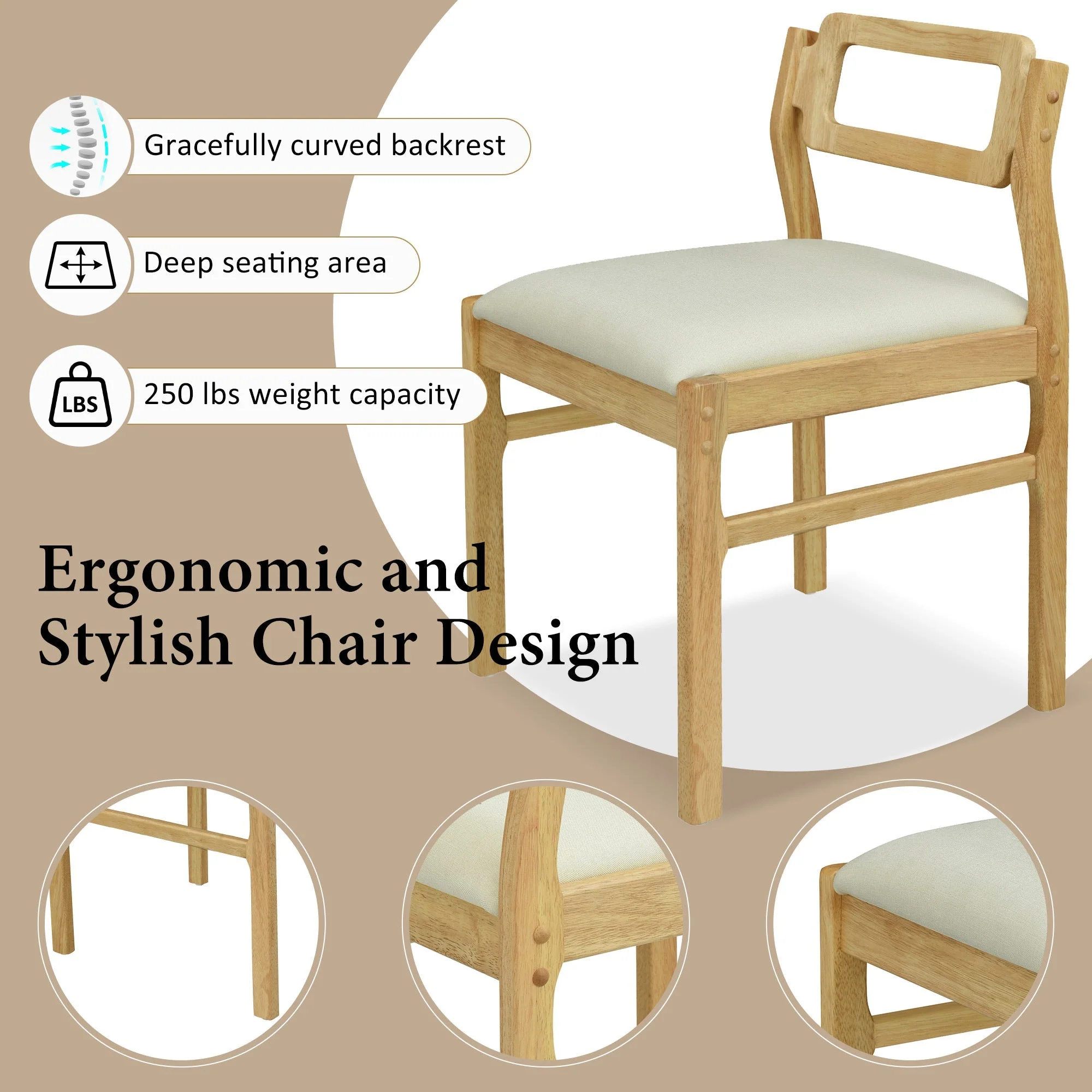 TOPMAX Modern 5-Piece Extendable Wood Dining Table Set - Image 7