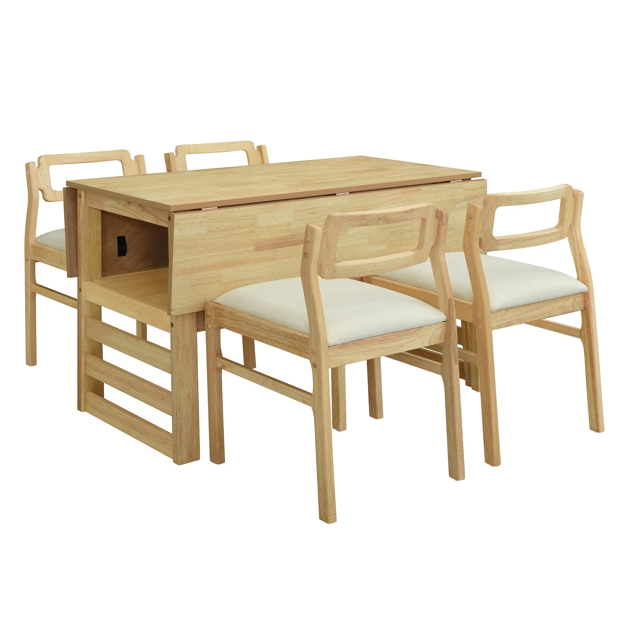 TOPMAX Modern 5-Piece Extendable Wood Dining Table Set - Image 9