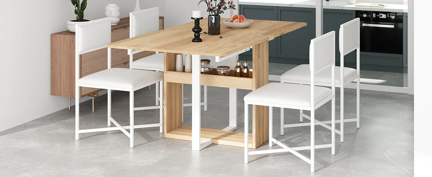 TOPMAX Modern Compact 63-inch 5-Piece Extendable Dining Table Set - Image 24