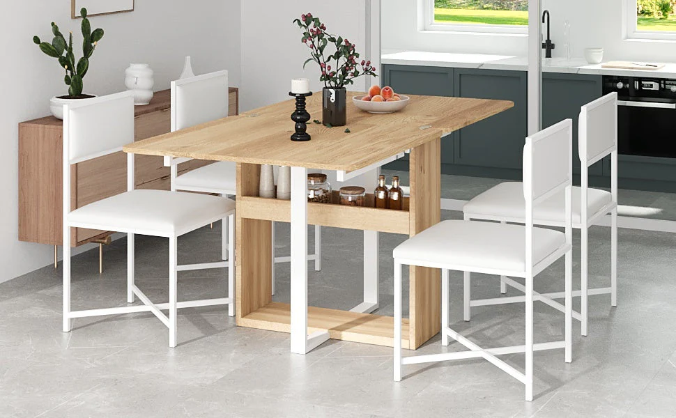 TOPMAX Modern Compact 63-inch 5-Piece Extendable Dining Table Set - Image 25