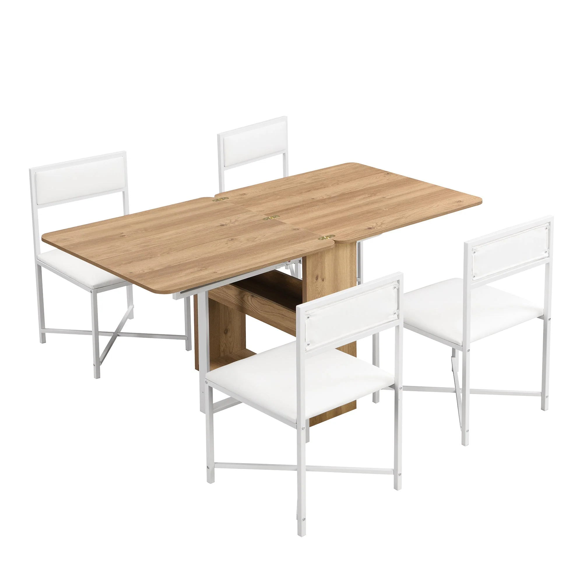 TOPMAX Modern Compact 63-inch 5-Piece Extendable Dining Table Set - Image 6