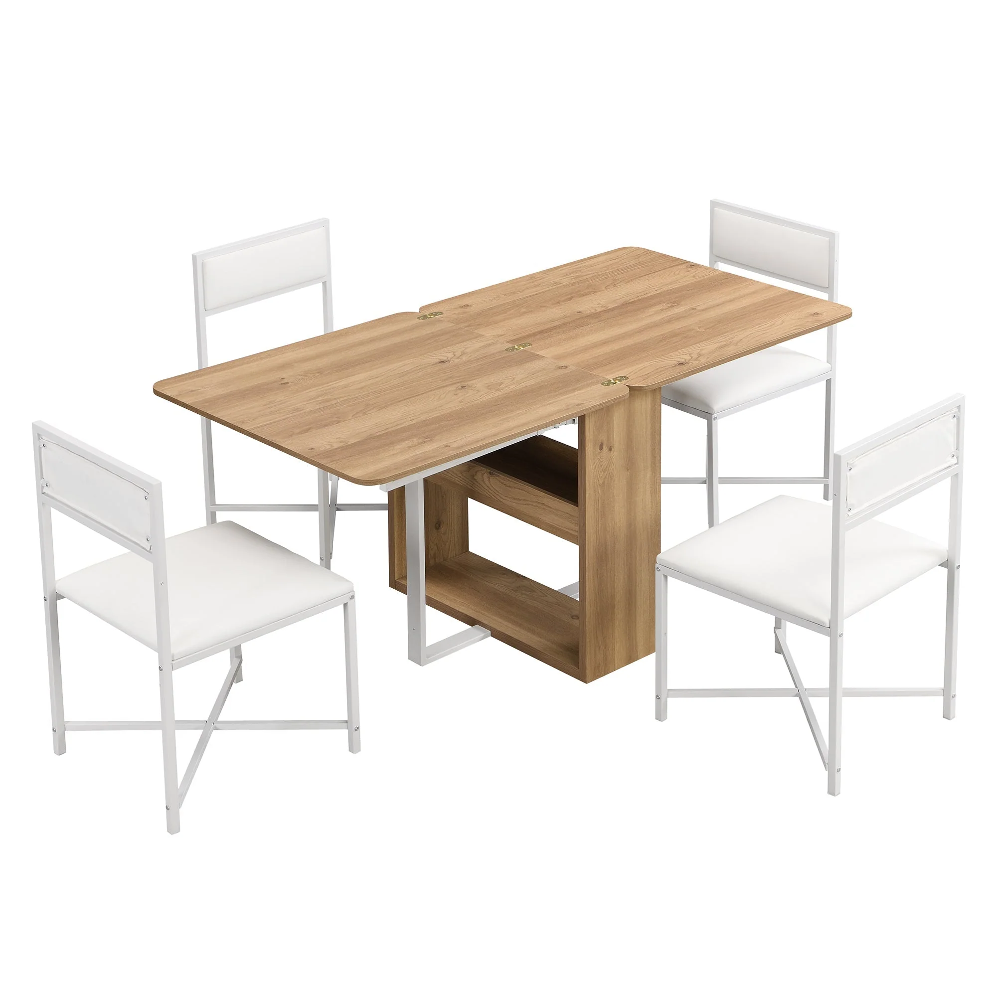 TOPMAX Modern Compact 63-inch 5-Piece Extendable Dining Table Set - Image 8