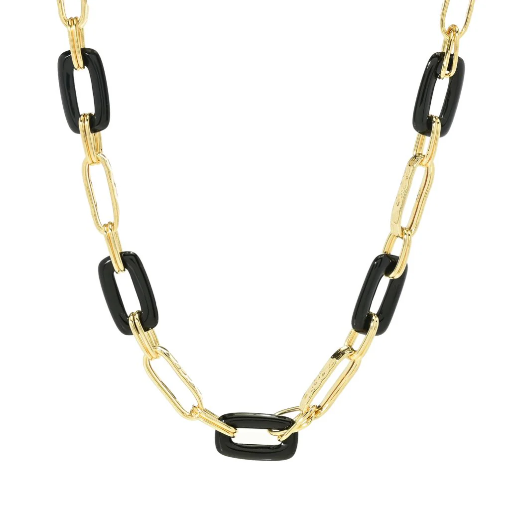 Toscana Italiana 18K Gold Plated Acqua Bagnata Choice of Gem Paperclip Necklace - Image 3