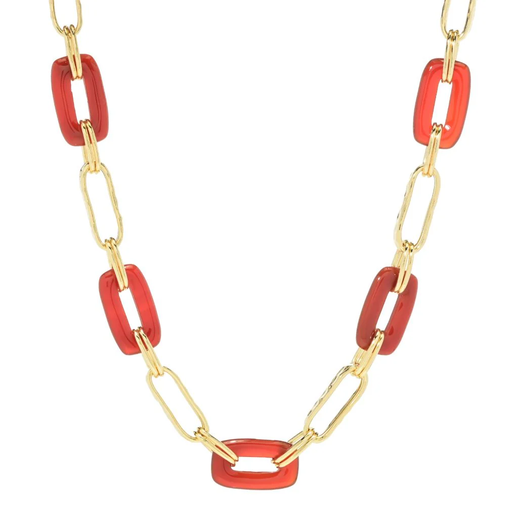 Toscana Italiana 18K Gold Plated Acqua Bagnata Choice of Gem Paperclip Necklace - Image 4