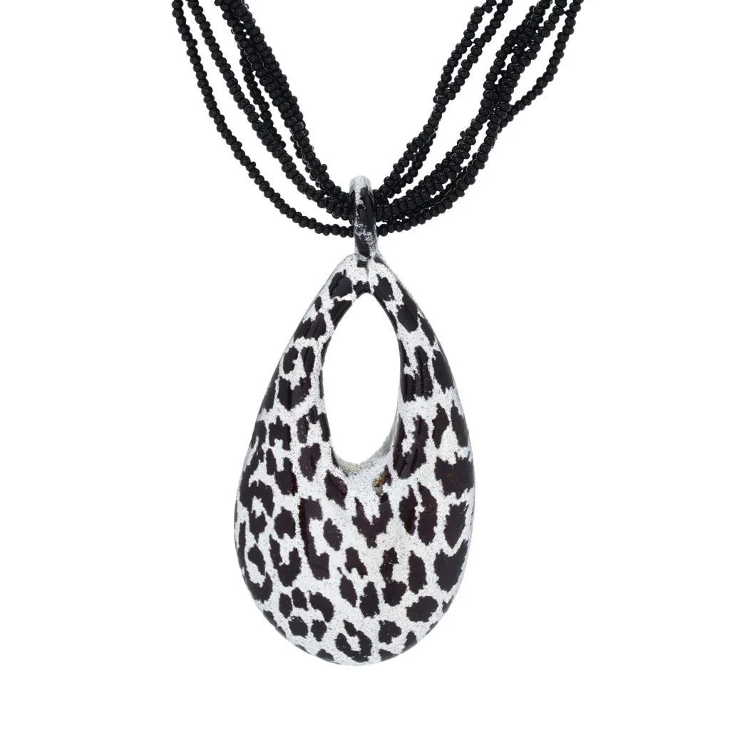 Toscana Italiana 18K Gold Plated Choice of Animal Print Murano Glass Necklace