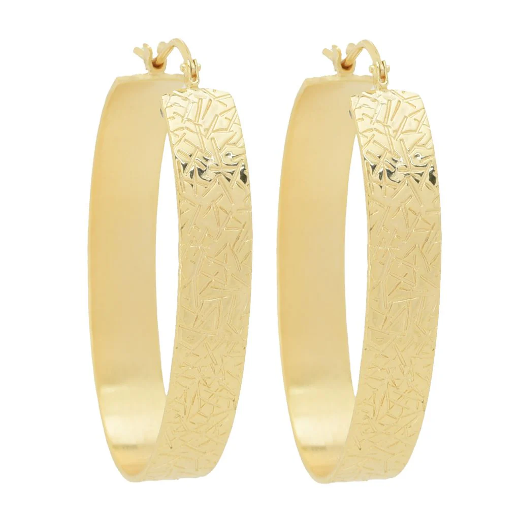 Toscana Italiana 18K Gold Plated Choice of Finish 1.5" Hoop Earrings - Image 3