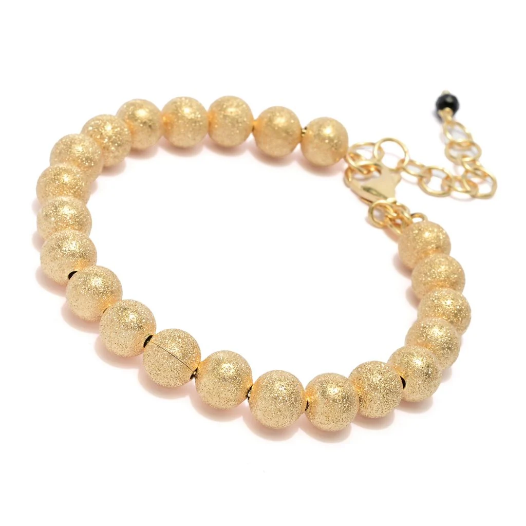 Toscana Italiana 18K Gold Plated Choice of Finish & Size 8mm Beaded Bracelet - Image 2