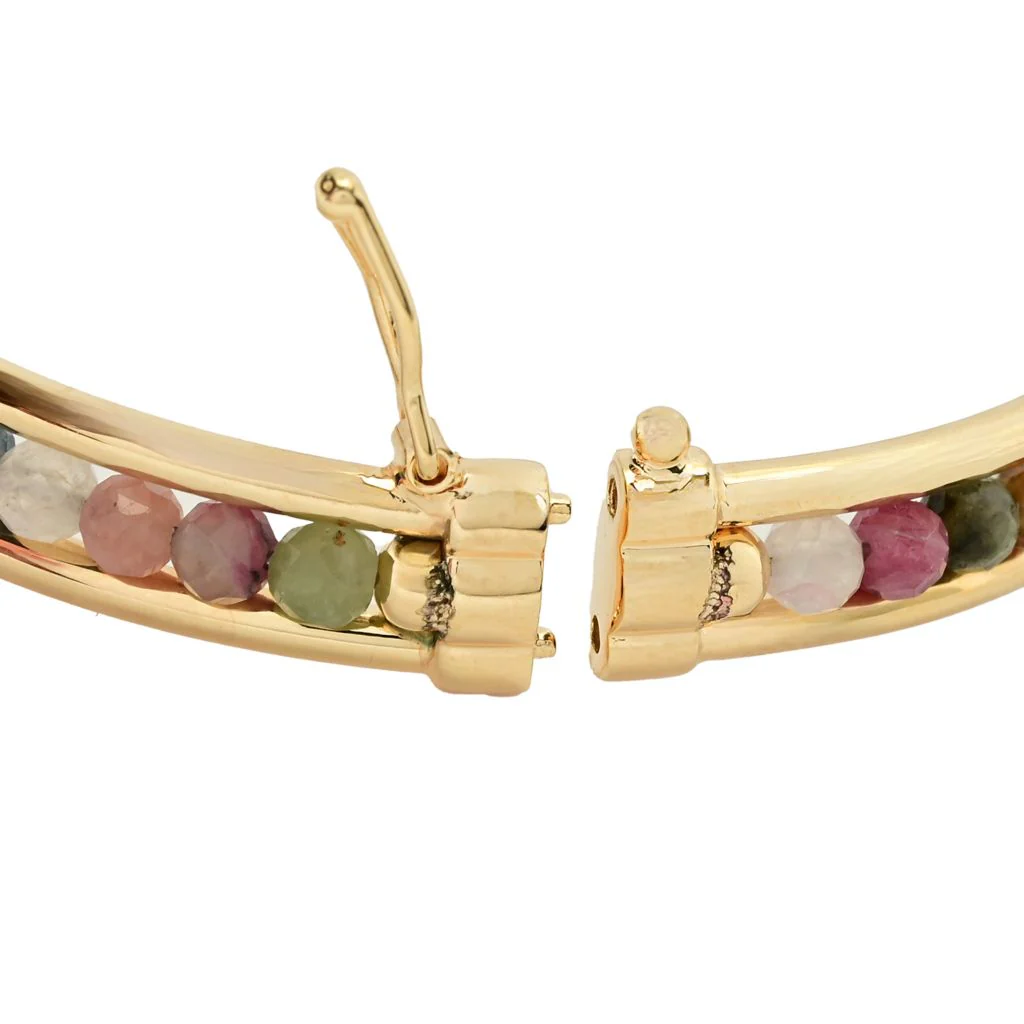 Toscana Italiana 18K Gold Plated Choice of Gem Bead Bangle Bracelet - Image 2