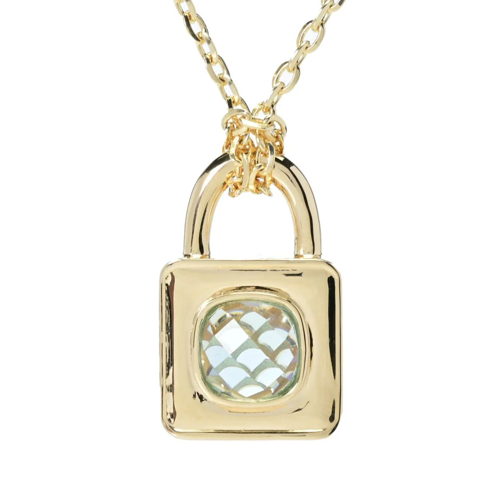 Toscana Italiana 18K Gold Plated Choice of Gem Padlock Pendant w/ Chain - Image 4